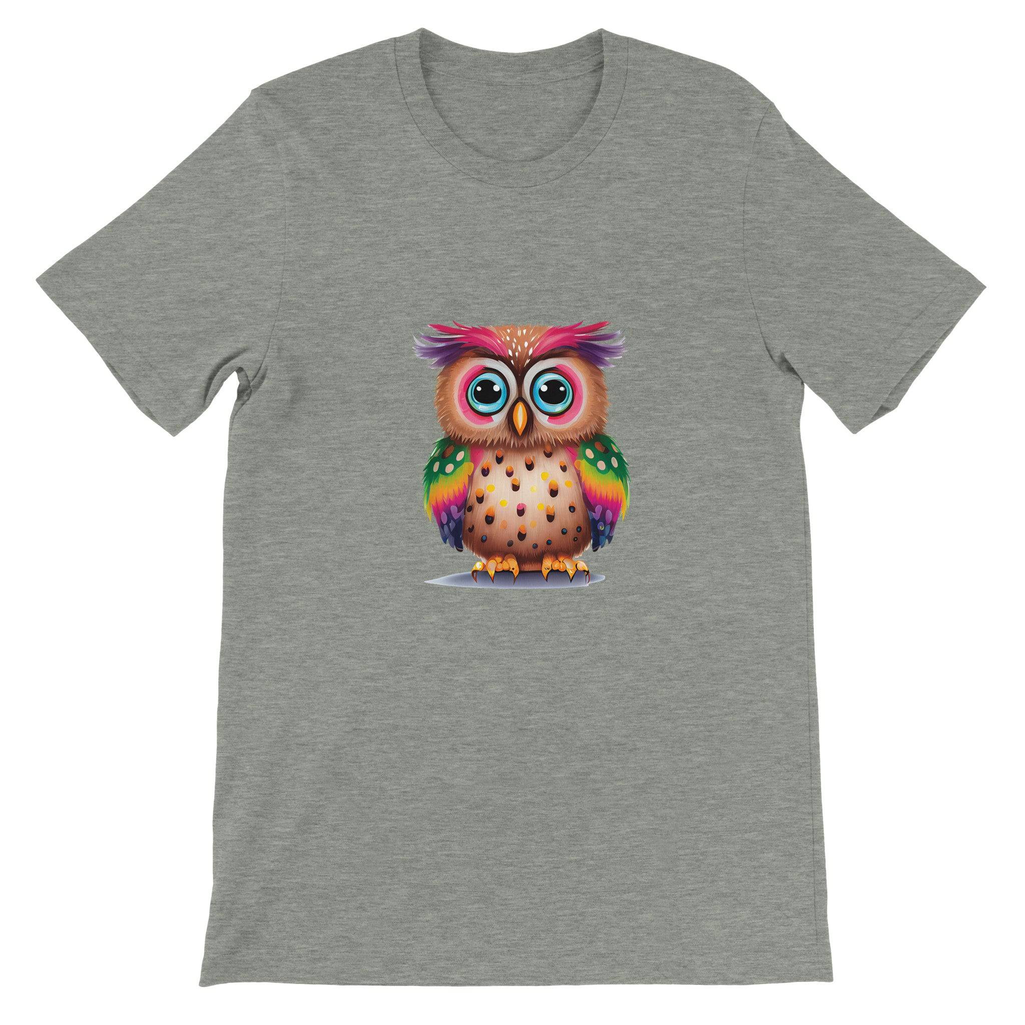 Budget Unisex Crewneck T-shirt/Colorful-Funny-Owl - Enet Images
