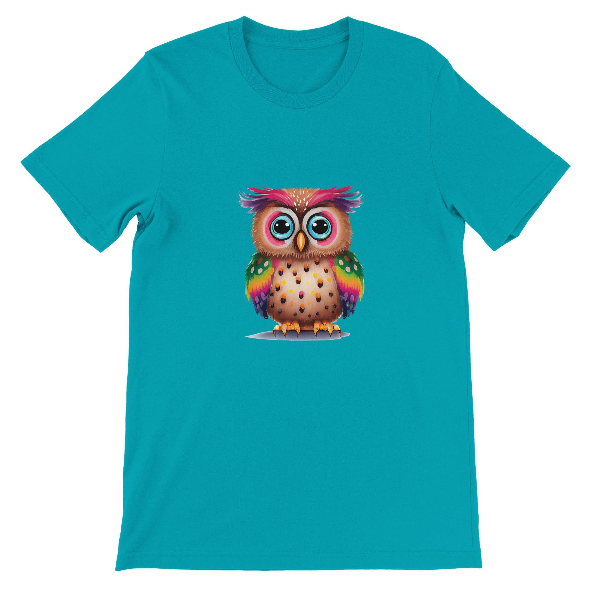 Budget Unisex Crewneck T-shirt/Colorful-Funny-Owl - Enet Images