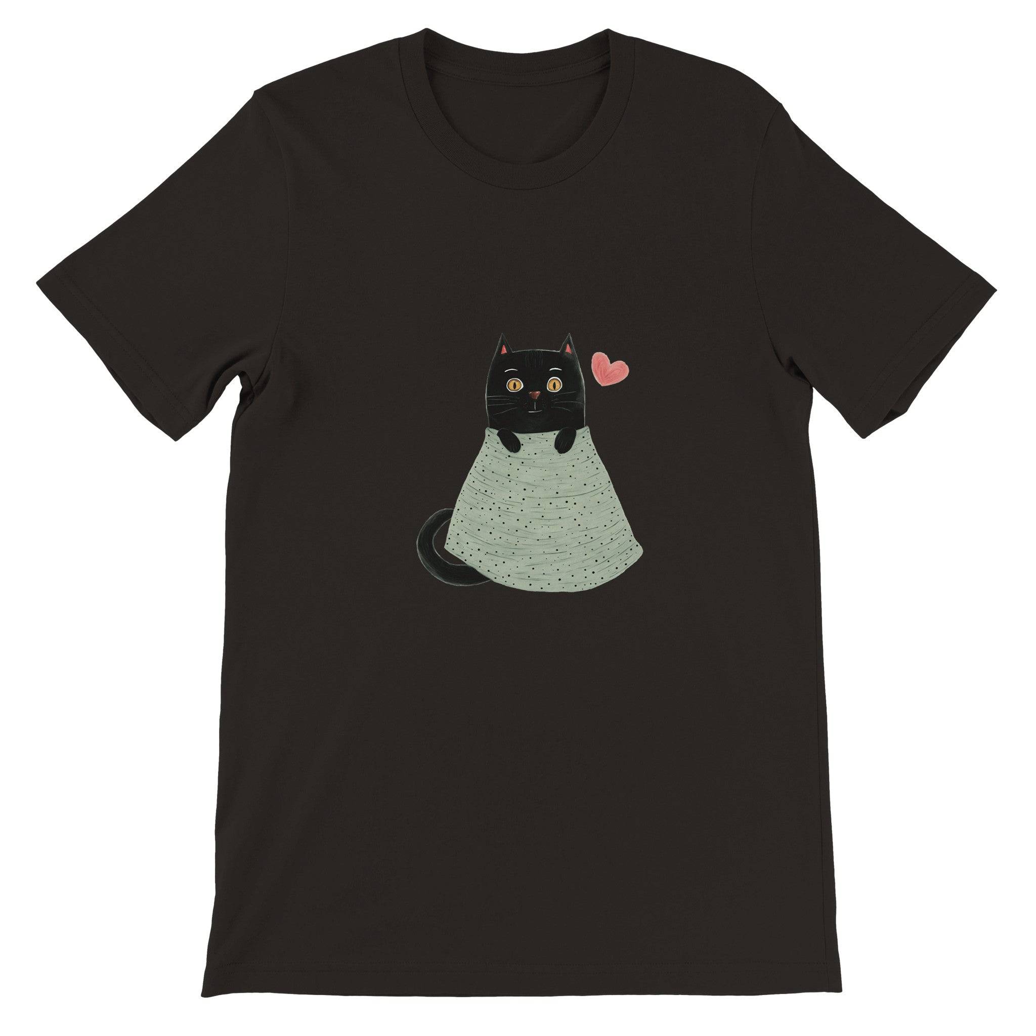 Budget Unisex Crewneck T-shirt/Cute-Black-Cat - Enet Images