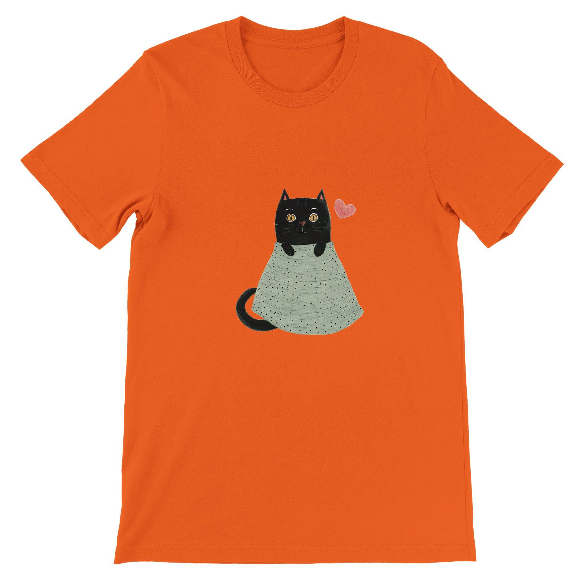Budget Unisex Crewneck T-shirt/Cute-Black-Cat - Enet Images