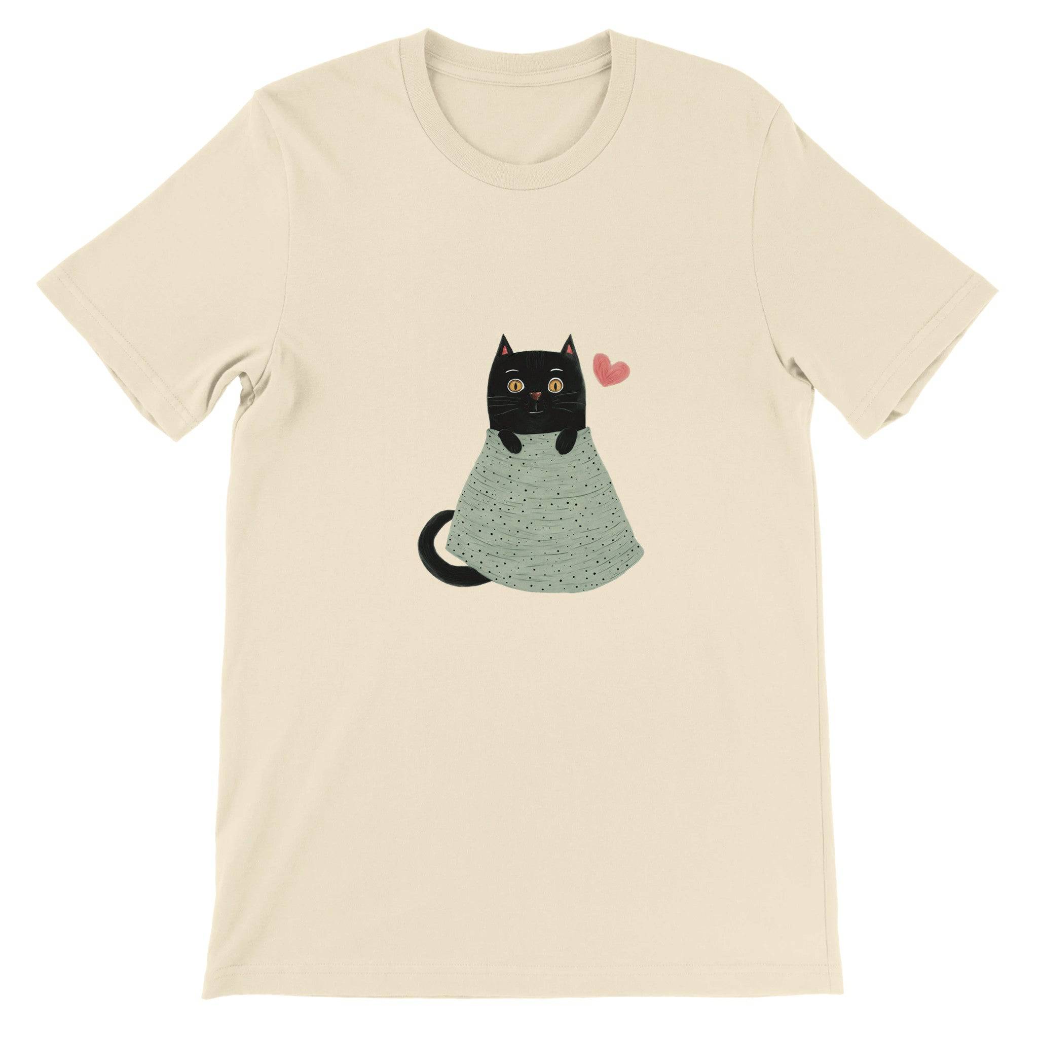 Budget Unisex Crewneck T-shirt/Cute-Black-Cat - Enet Images