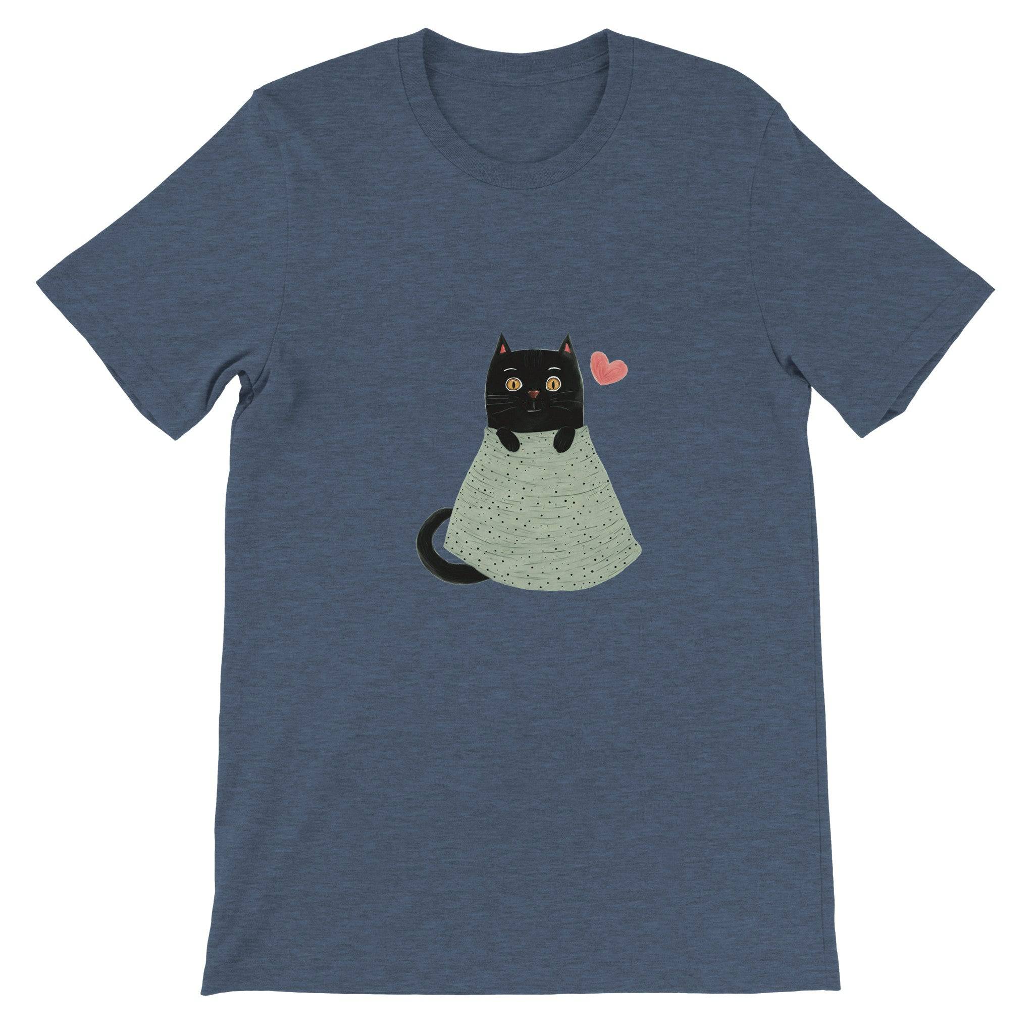 Budget Unisex Crewneck T-shirt/Cute-Black-Cat - Enet Images