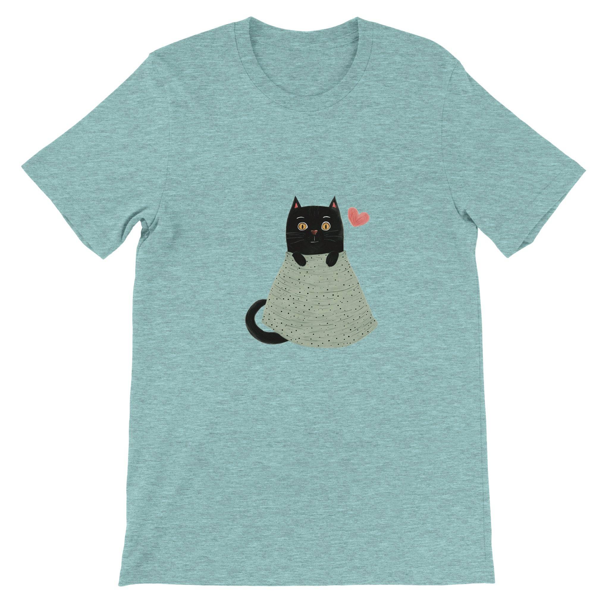 Budget Unisex Crewneck T-shirt/Cute-Black-Cat - Enet Images