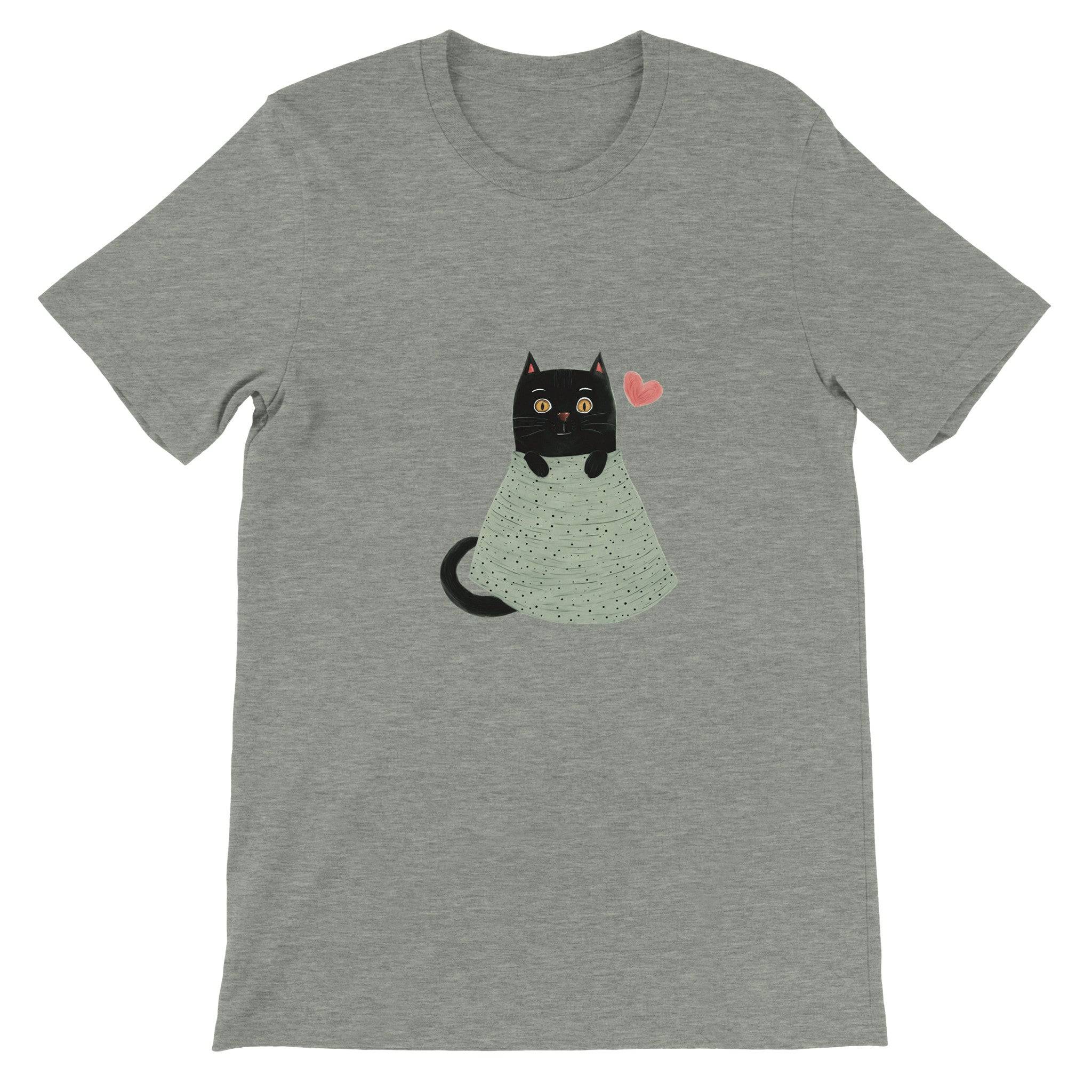 Budget Unisex Crewneck T-shirt/Cute-Black-Cat - Enet Images
