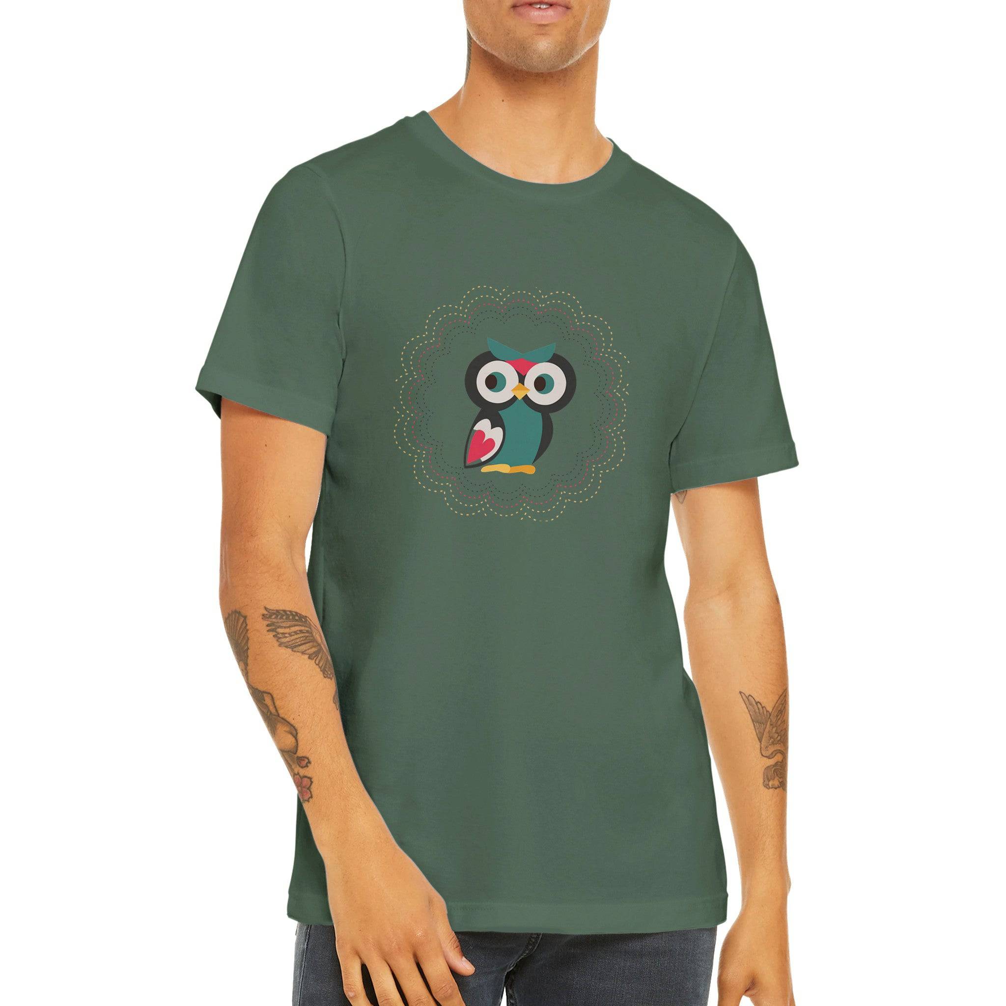 Budget Unisex Crewneck T-shirt/Cute-Colorful-Owl - Enet Images