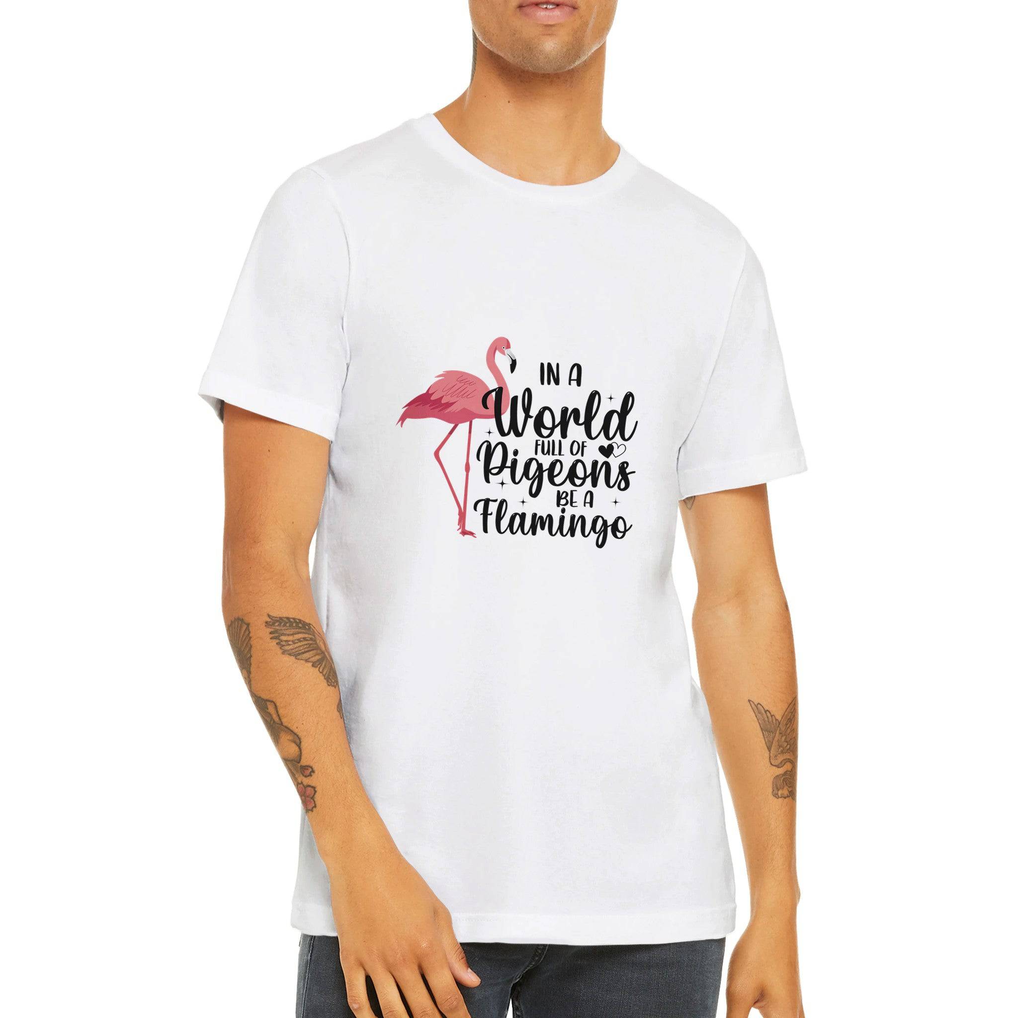 Budget Unisex Crewneck T-shirt/Flamingo-Pigeons - Enet Images