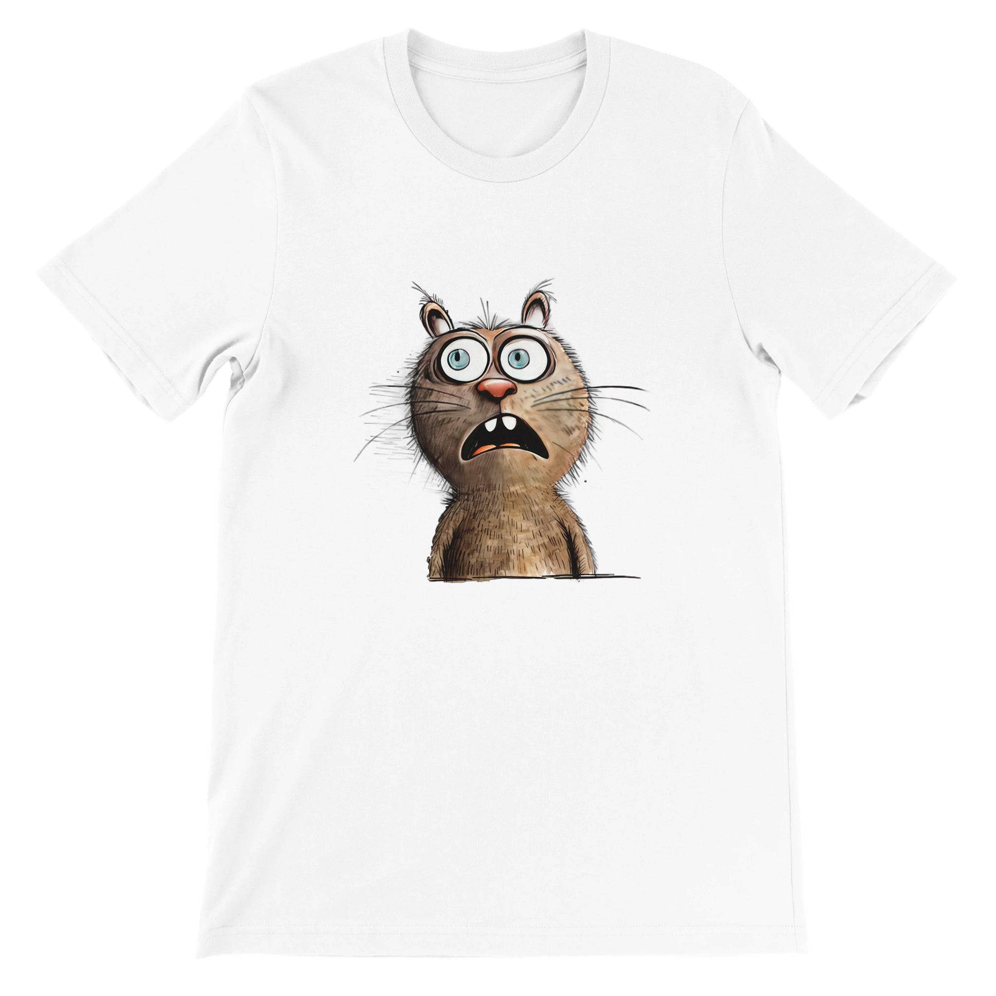 Budget Unisex Crewneck T-shirt/Funny-Cat-Face - Enet Images