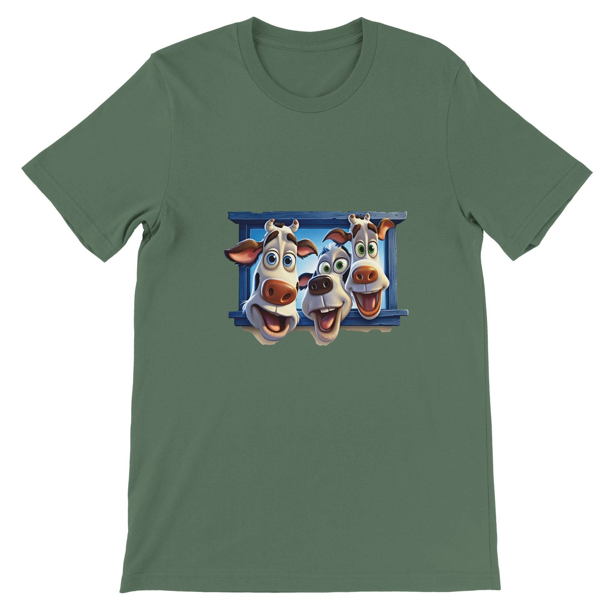 Budget Unisex Crewneck T-shirt/Funny-Cows-Faces - Enet Images