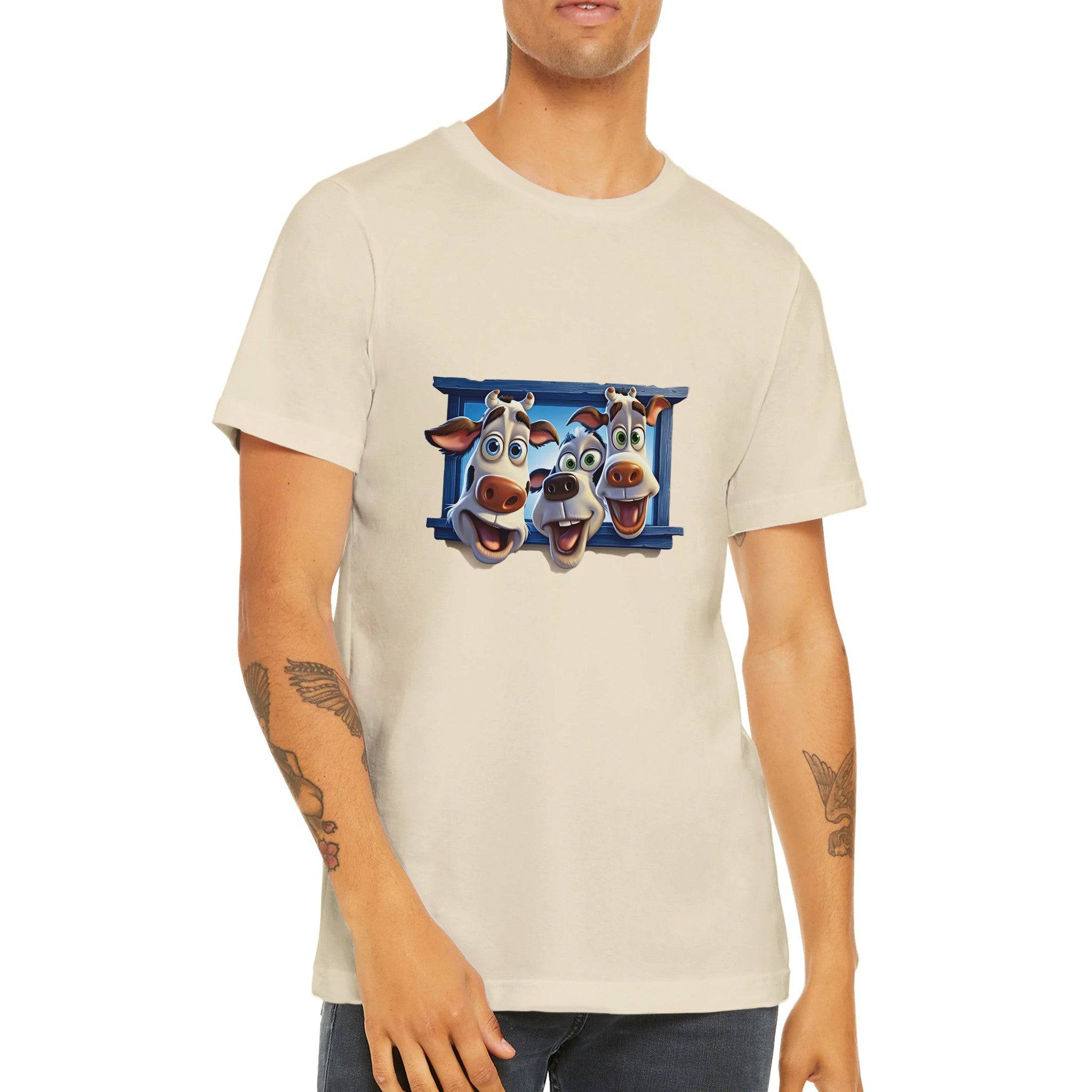 Budget Unisex Crewneck T-shirt/Funny-Cows-Faces - Enet Images