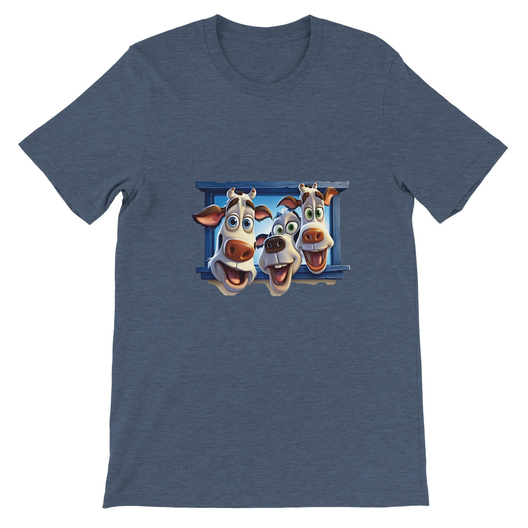 Budget Unisex Crewneck T-shirt/Funny-Cows-Faces - Enet Images