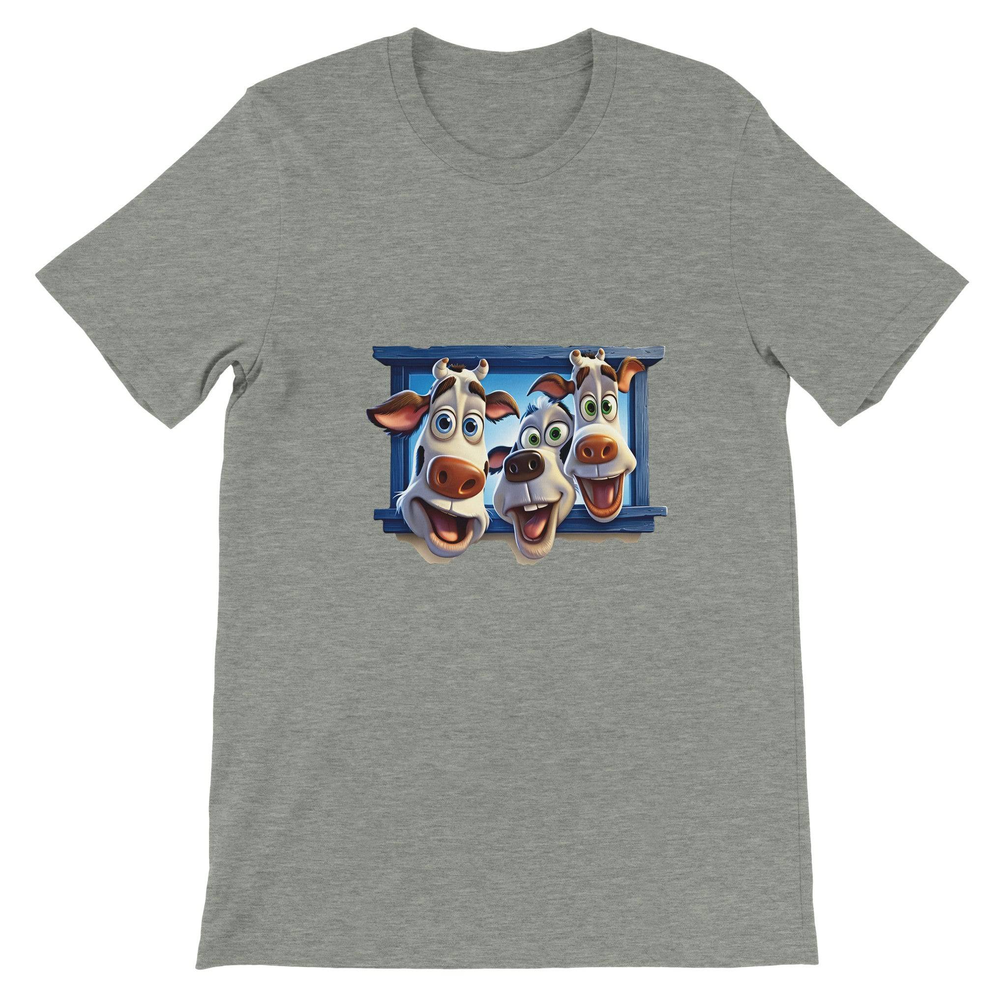 Budget Unisex Crewneck T-shirt/Funny-Cows-Faces - Enet Images