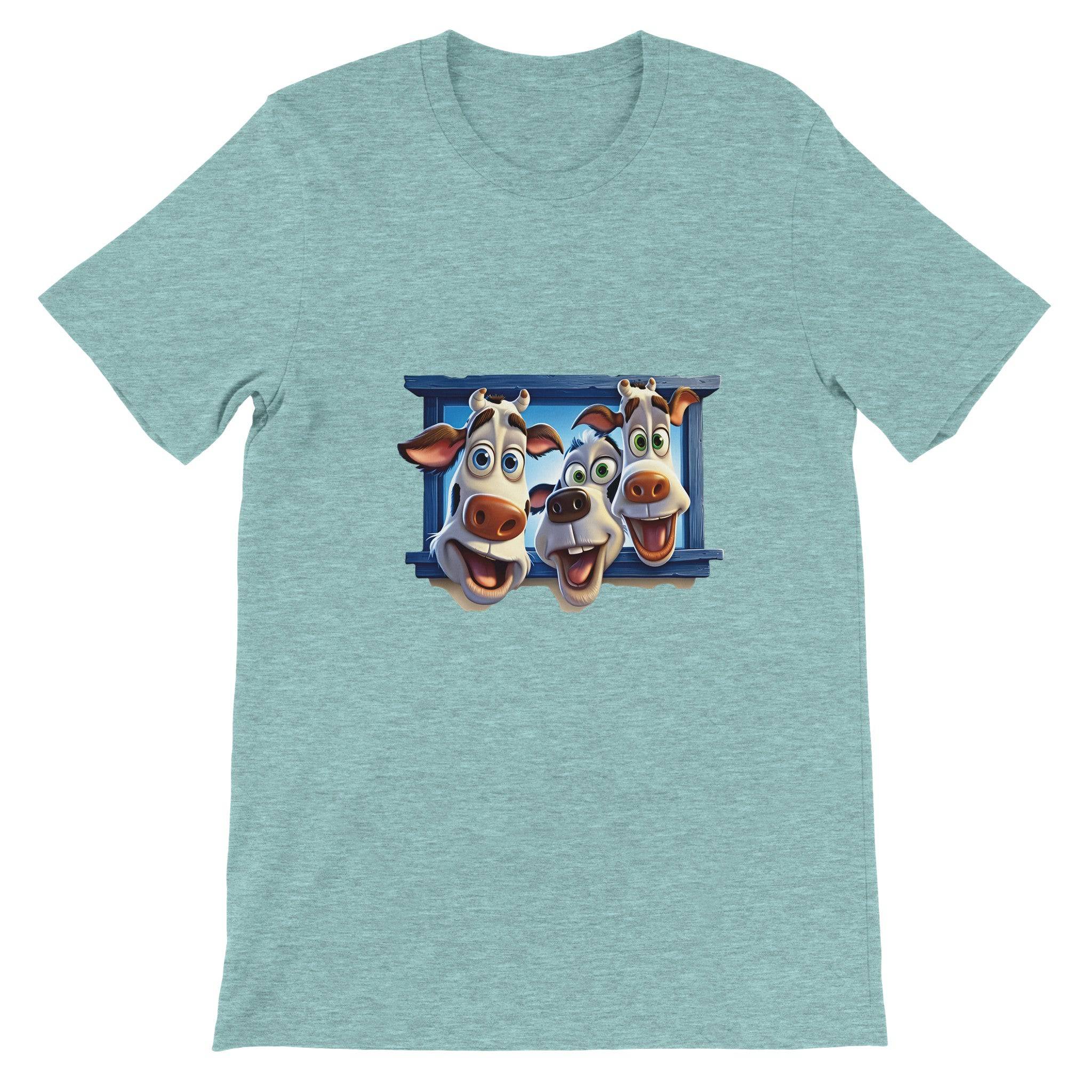 Budget Unisex Crewneck T-shirt/Funny-Cows-Faces - Enet Images