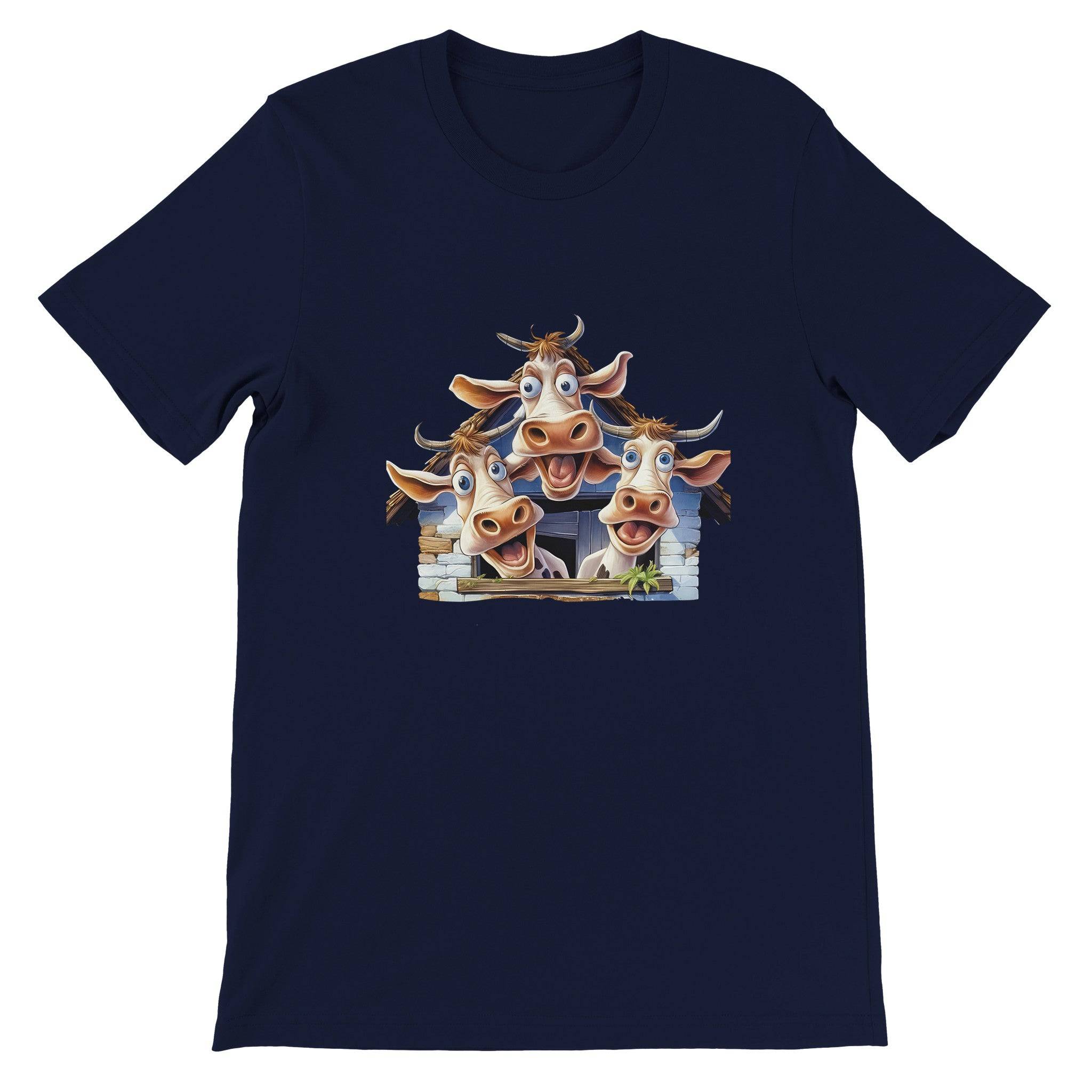 Budget Unisex Crewneck T-shirt/Funny-Cows-In-The-Barn - Enet Images