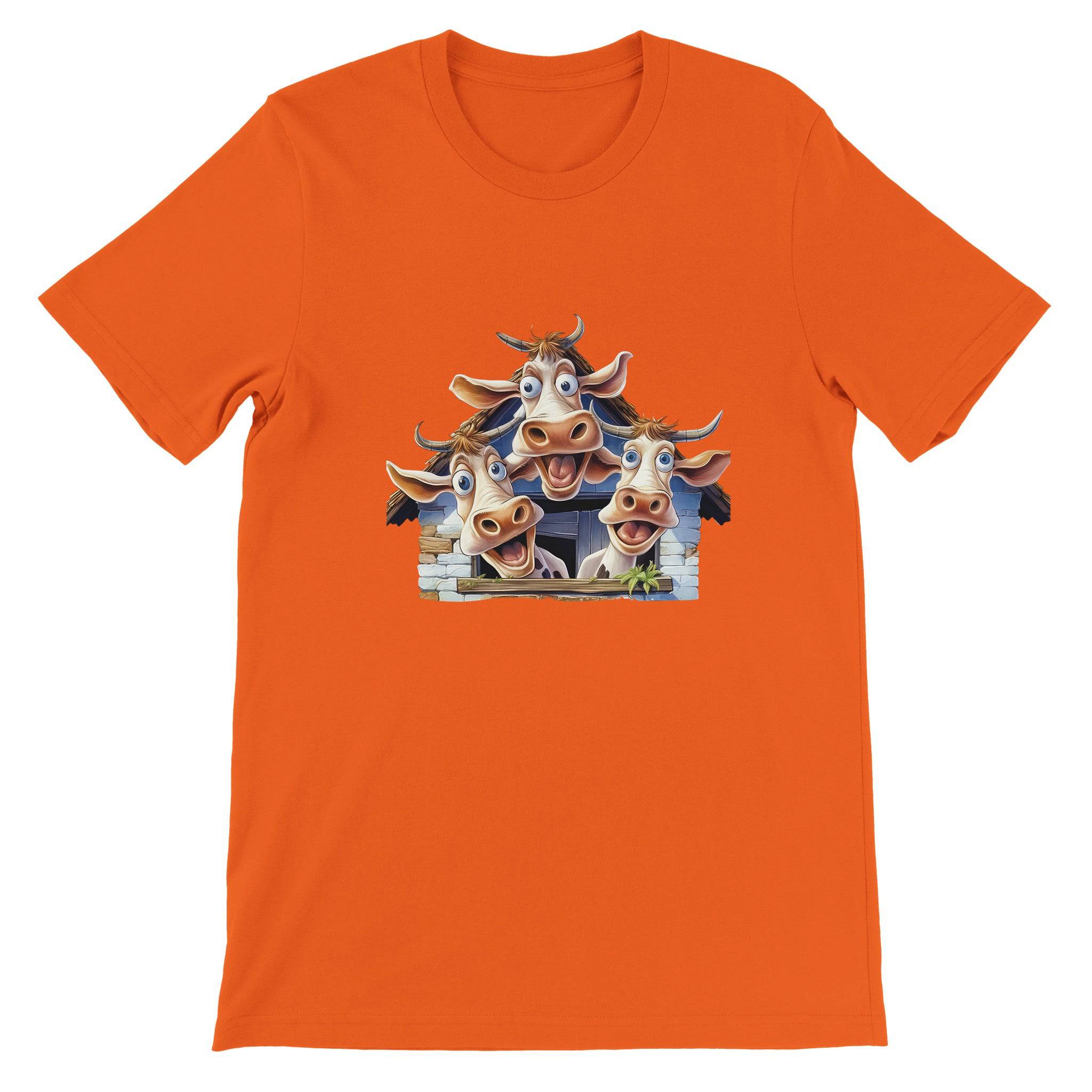 Budget Unisex Crewneck T-shirt/Funny-Cows-In-The-Barn - Enet Images