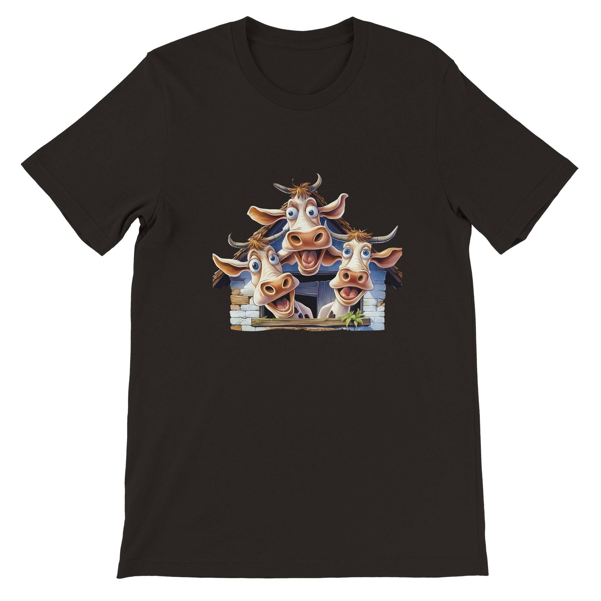 Budget Unisex Crewneck T-shirt/Funny-Cows-In-The-Barn - Enet Images