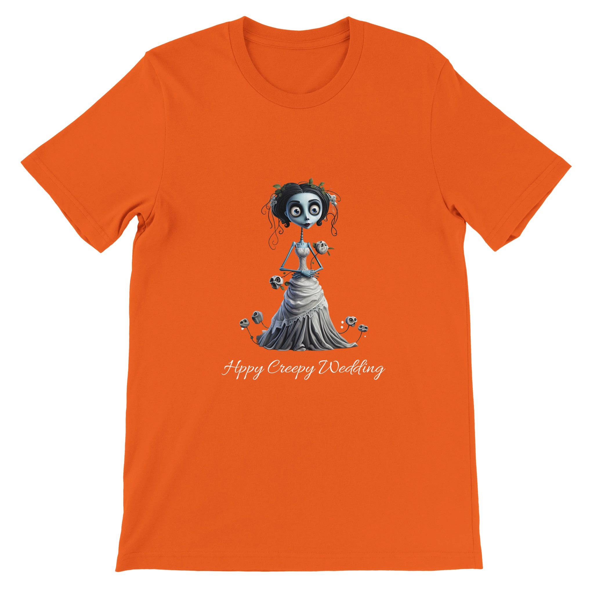 Budget Unisex Crewneck T-shirt/Happy-Creepy-Wedding - Enet Images