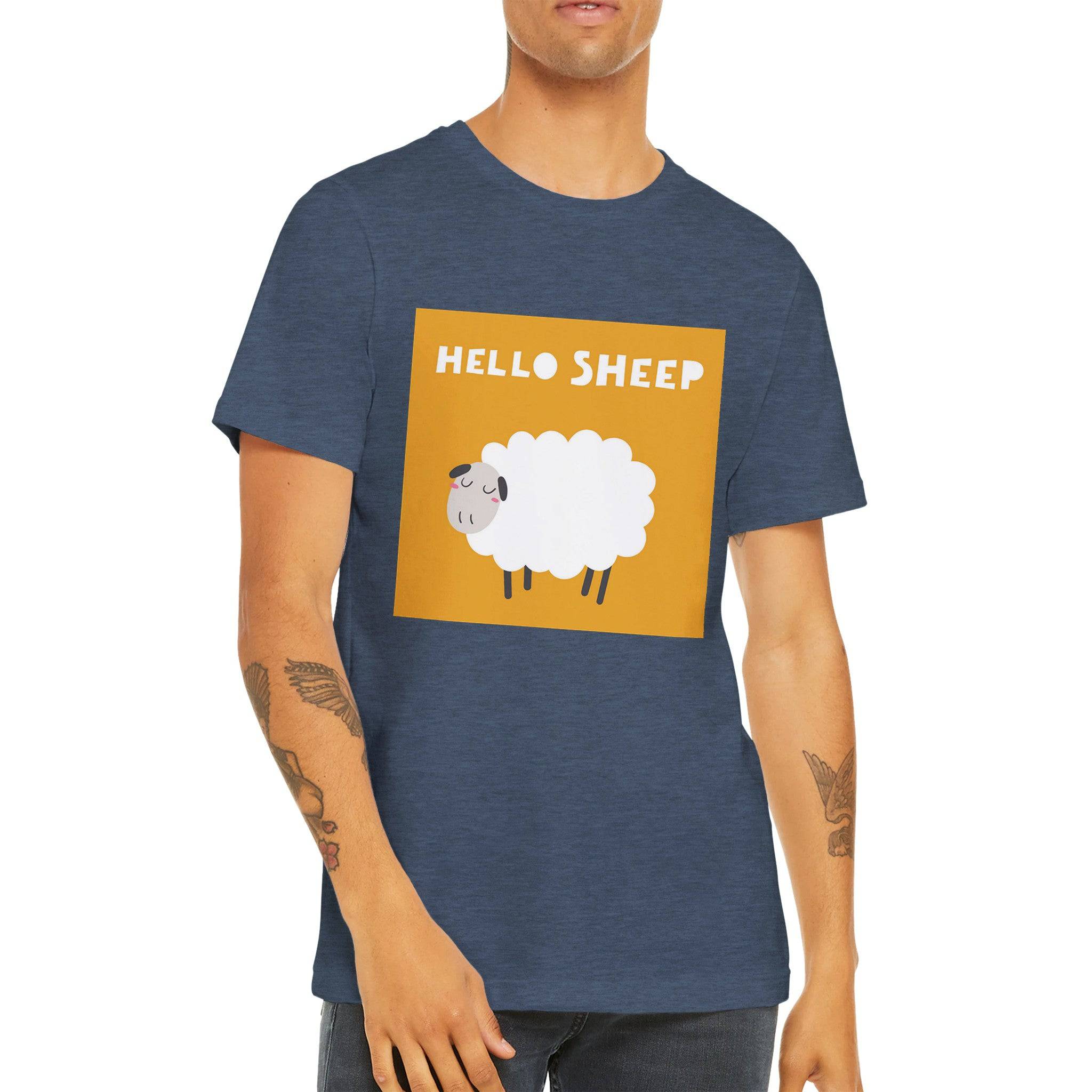 Budget Unisex Crewneck T-shirt/Hello-Sheep - Enet Images