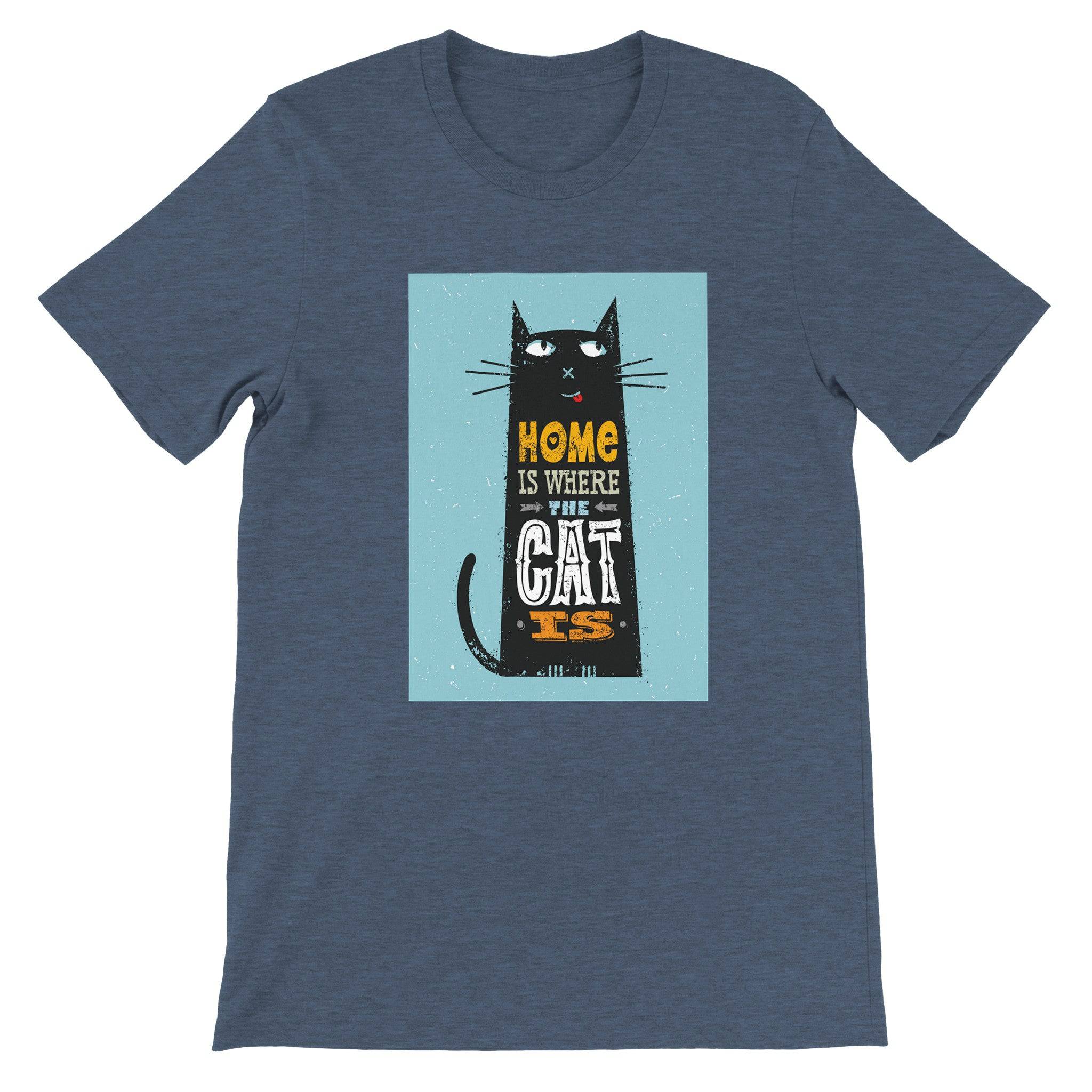 Budget Unisex Crewneck T-shirt/Home-Is-Where-The-Cat-Is - Enet Images