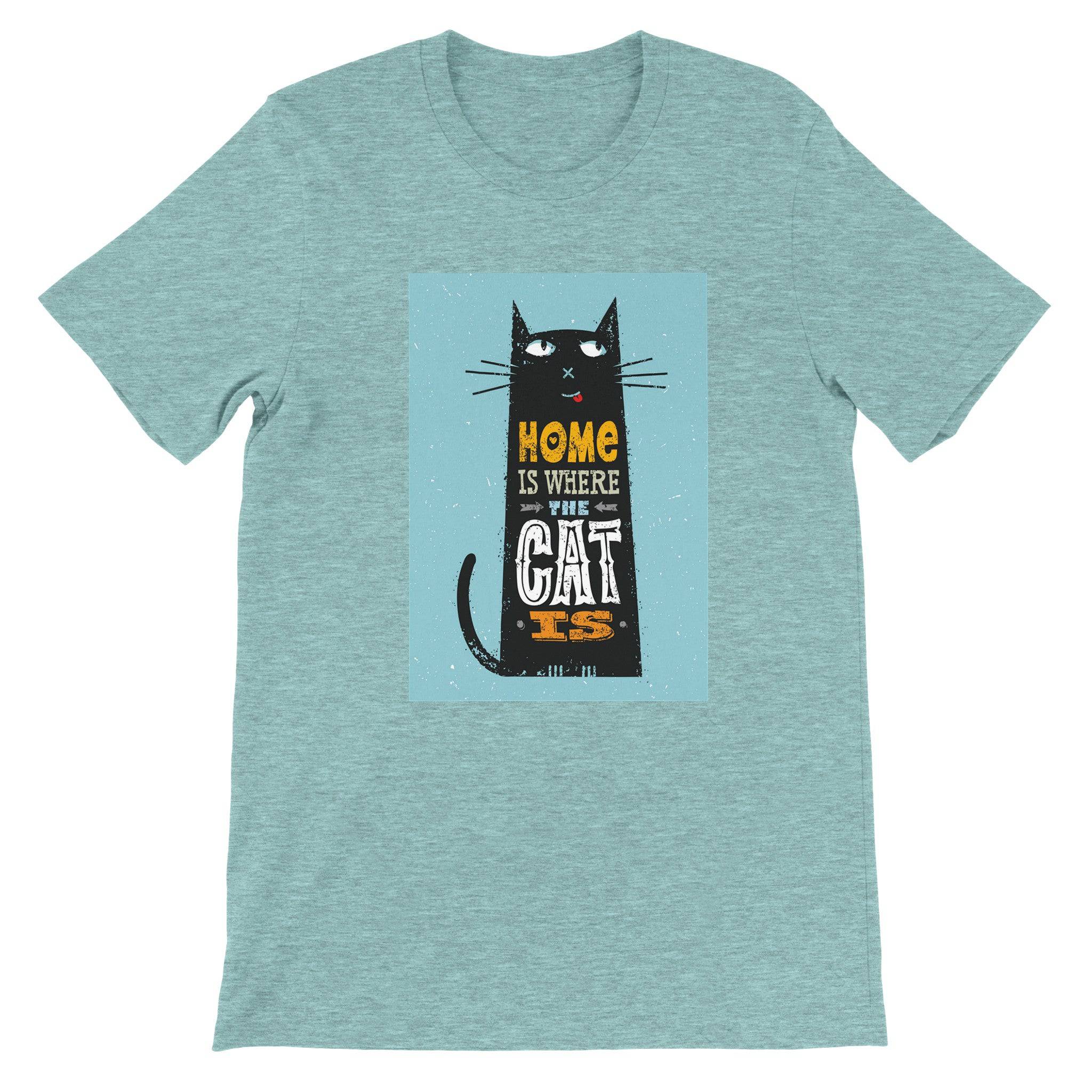 Budget Unisex Crewneck T-shirt/Home-Is-Where-The-Cat-Is - Enet Images