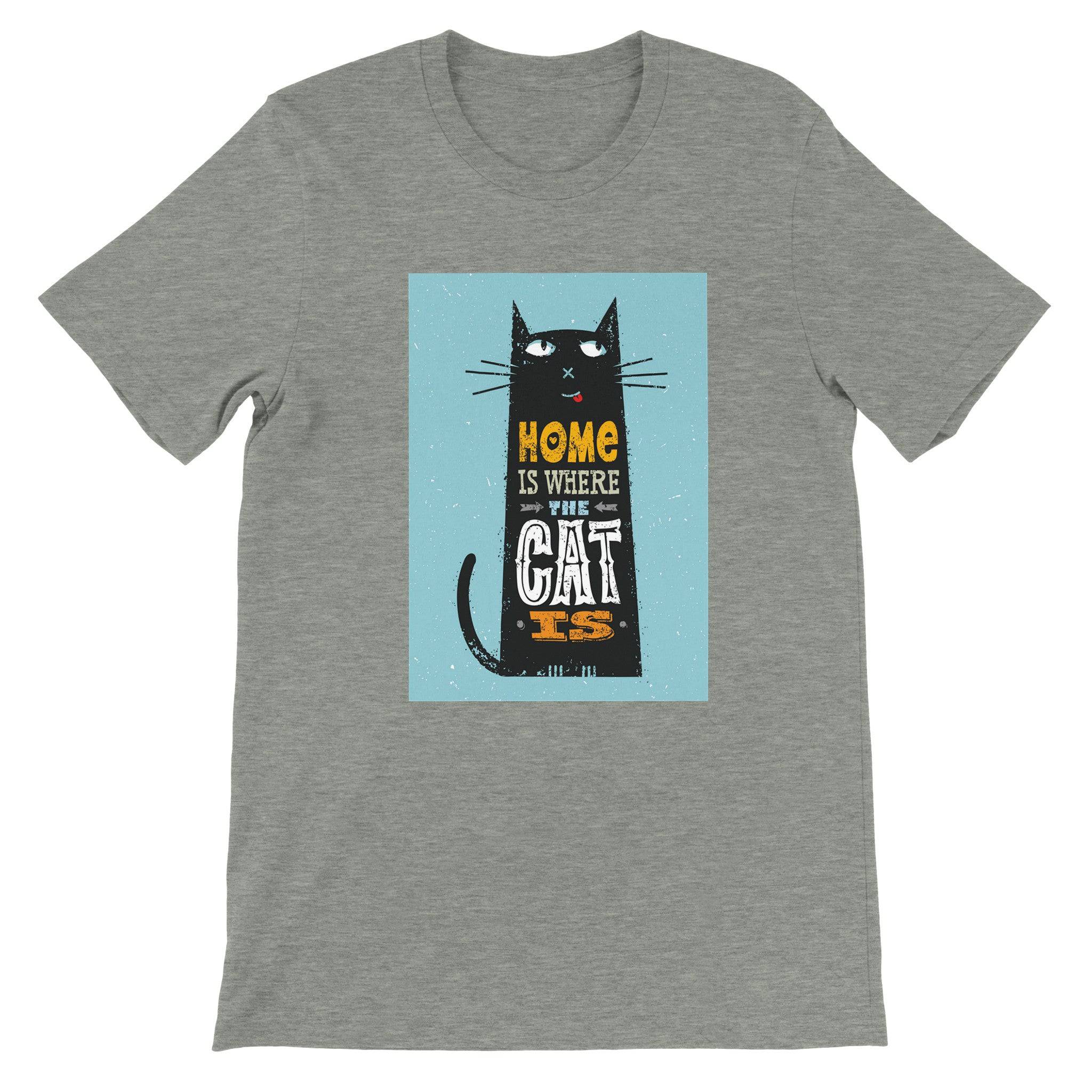 Budget Unisex Crewneck T-shirt/Home-Is-Where-The-Cat-Is - Enet Images
