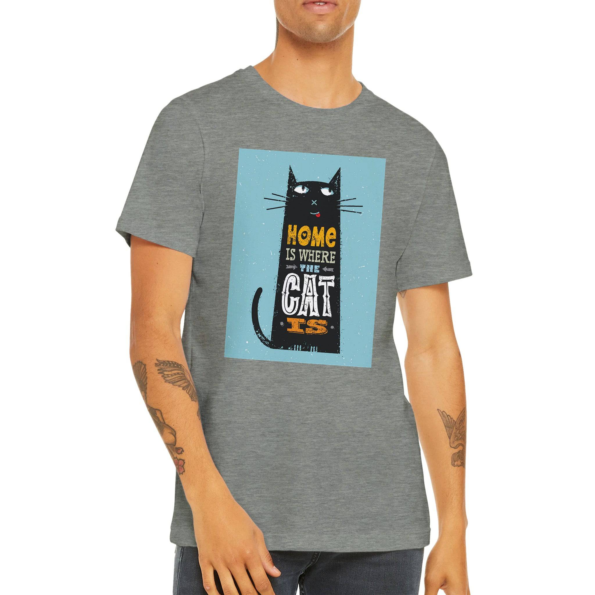 Budget Unisex Crewneck T-shirt/Home-Is-Where-The-Cat-Is - Enet Images