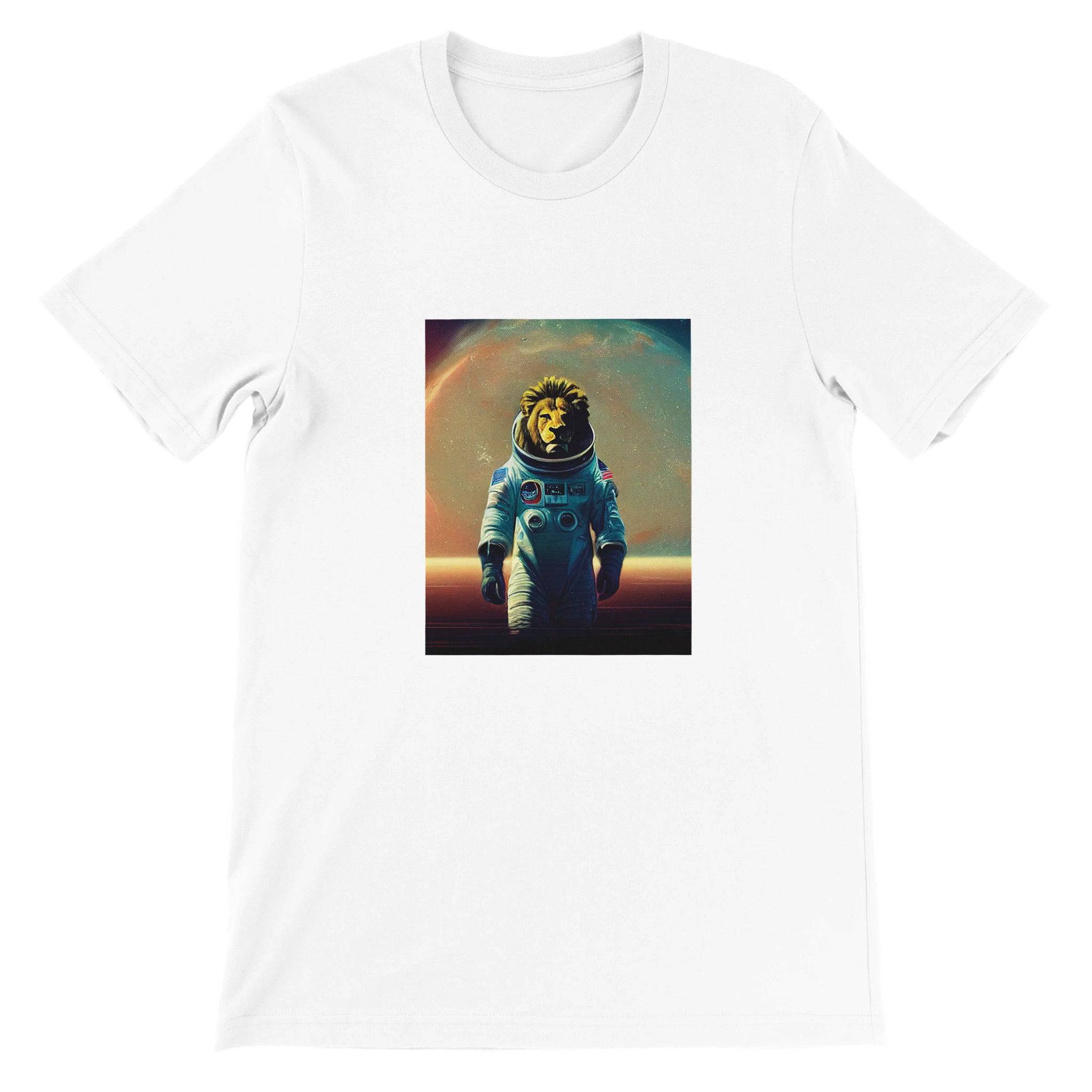 Budget Unisex Crewneck T-shirt/Lion-Astronaut - Enet Images