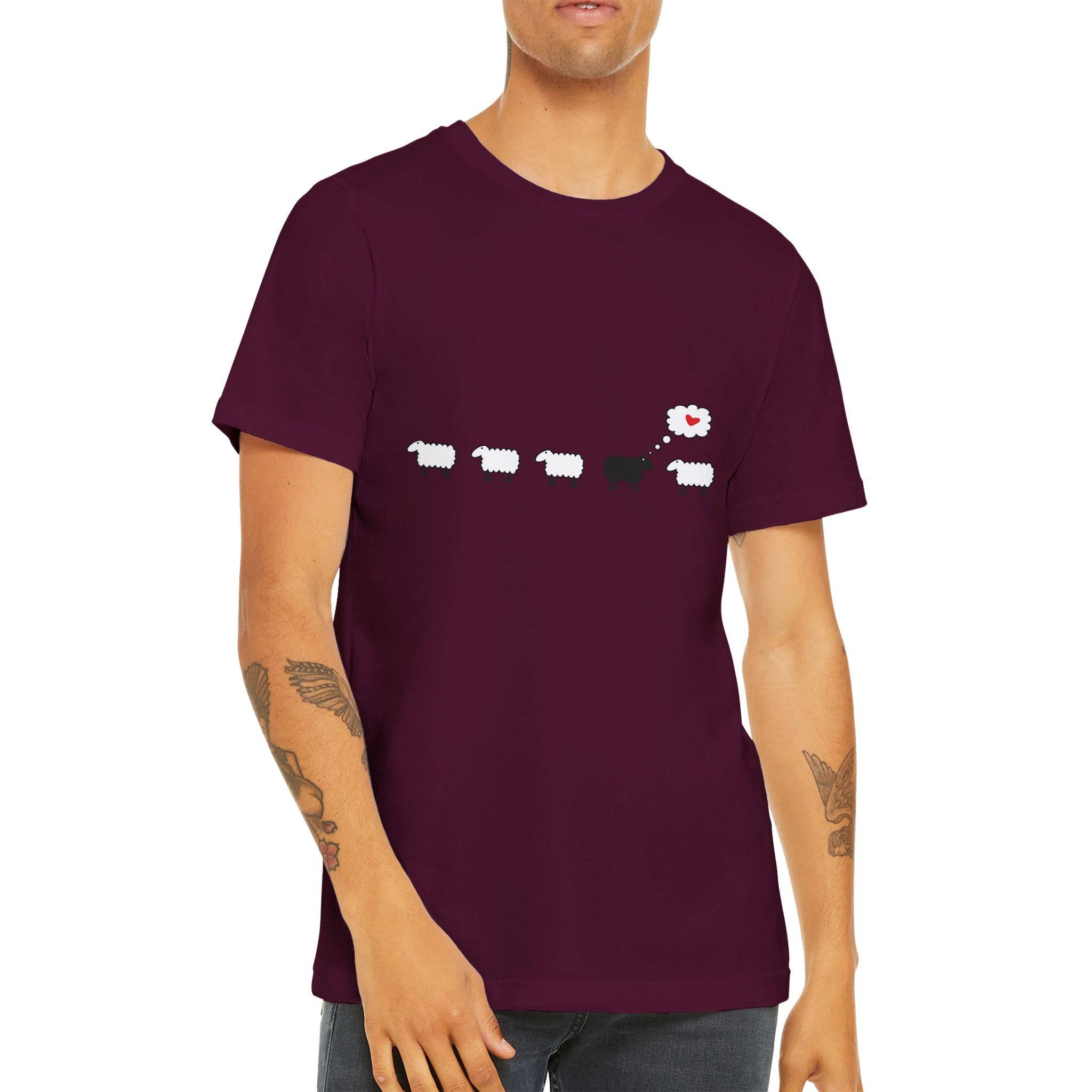 Budget Unisex Crewneck T-shirt/Love-In-Black-And-White - Enet Images