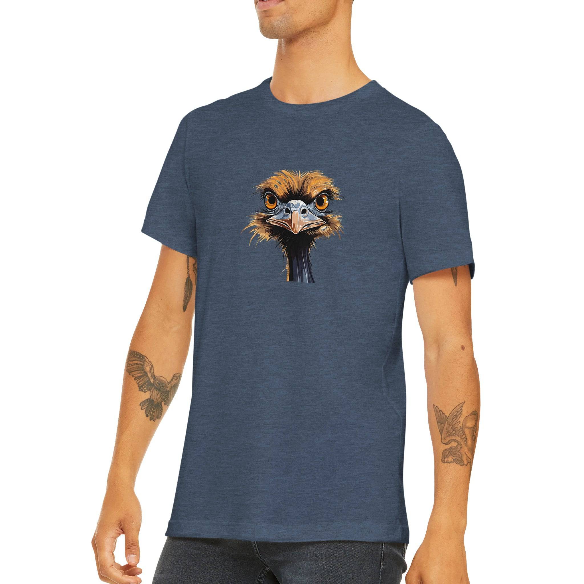 Budget Unisex Crewneck T-shirt/Ostrich-Angry-Face - Enet Images