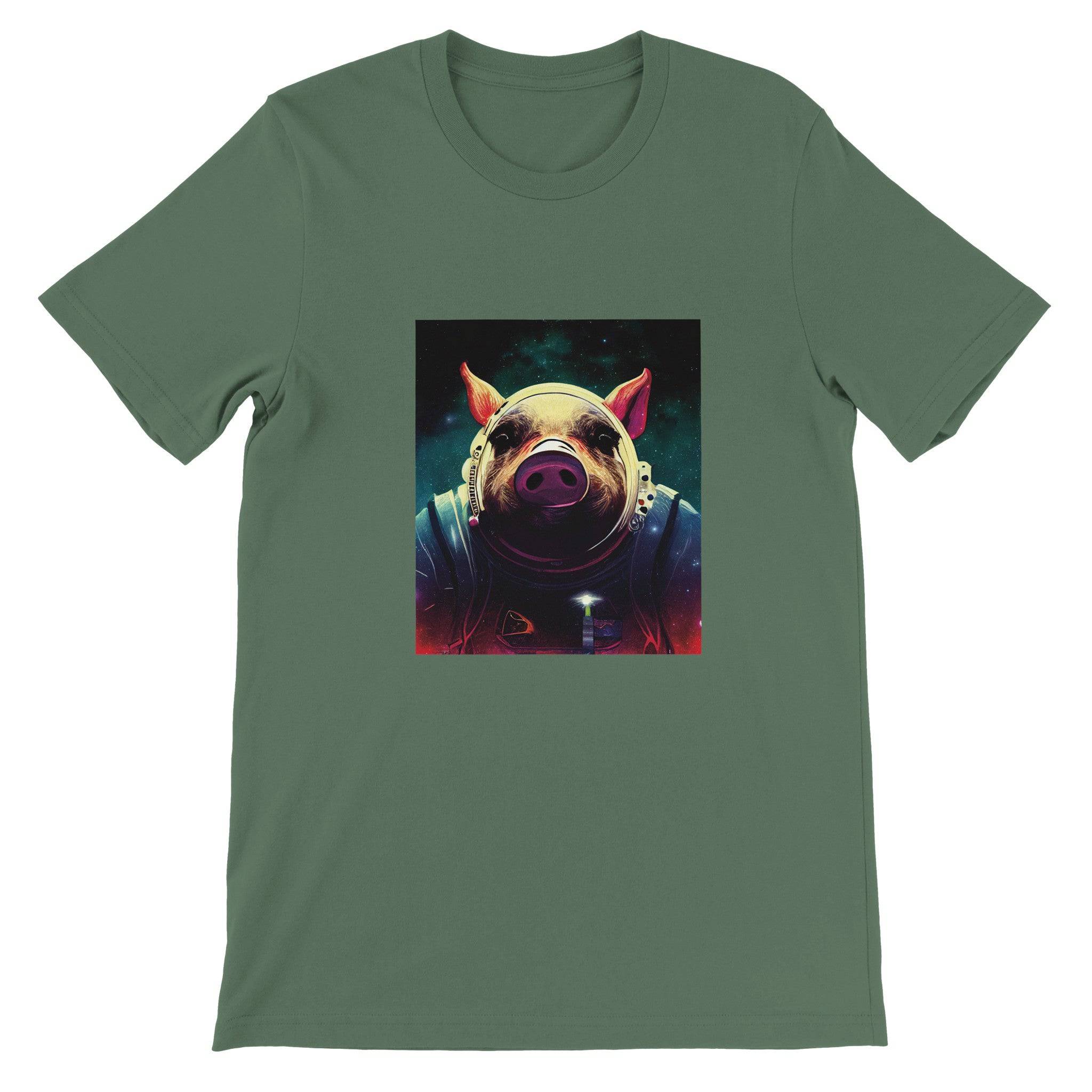 Budget Unisex Crewneck T-shirt/Pig-Astronaut - Enet Images