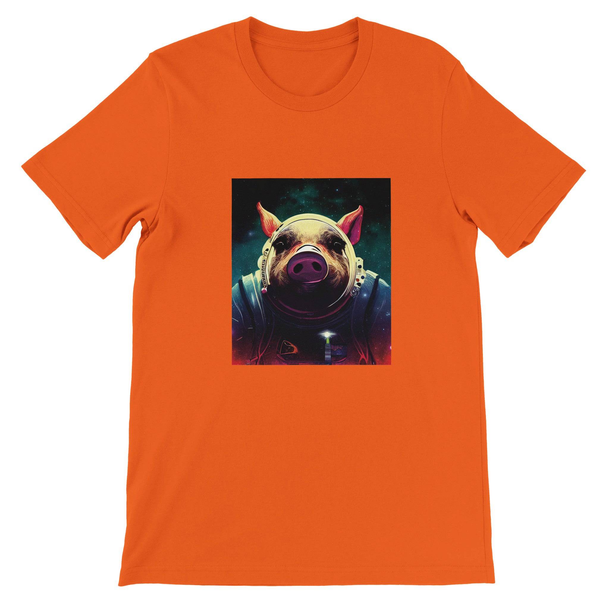 Budget Unisex Crewneck T-shirt/Pig-Astronaut - Enet Images
