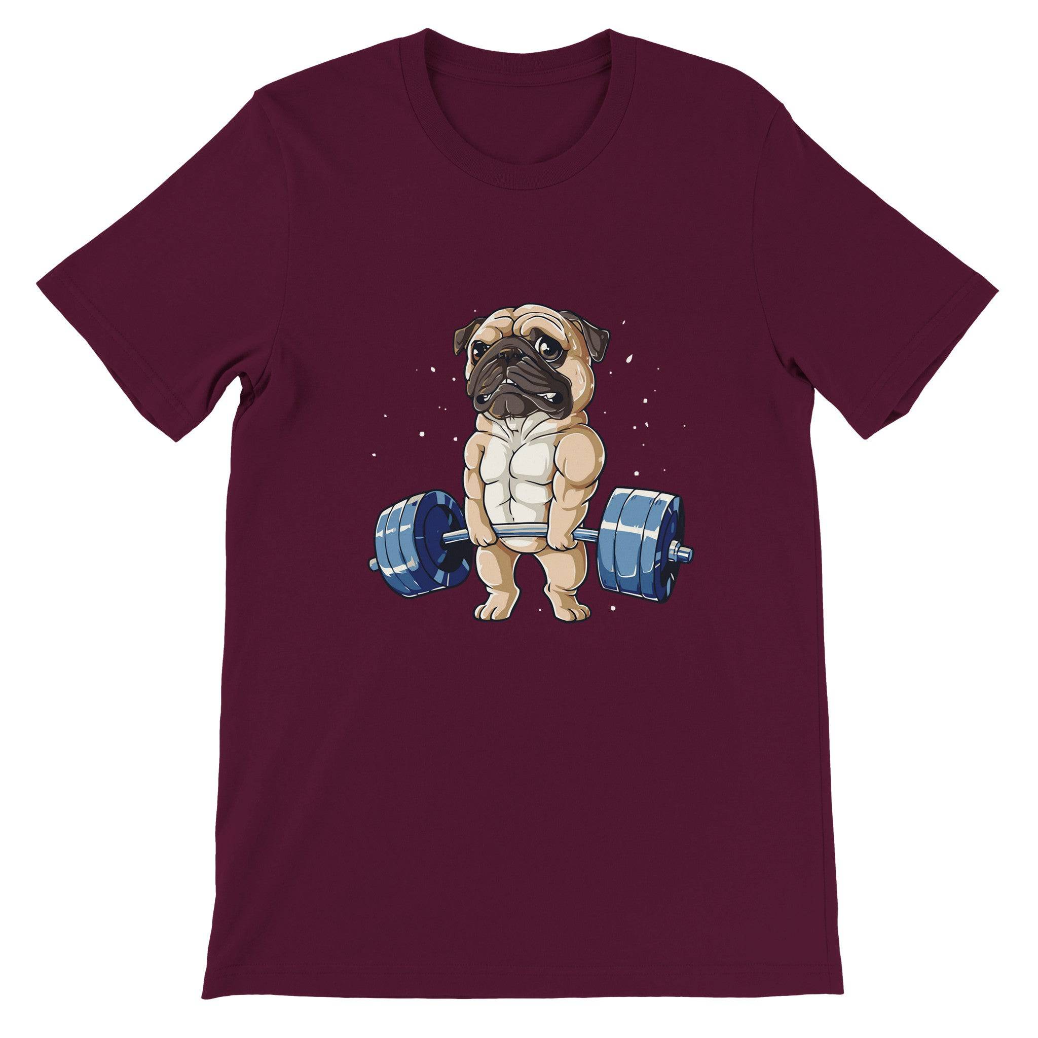 Budget Unisex Crewneck T-shirt/Pug-Weightlifting - Enet Images