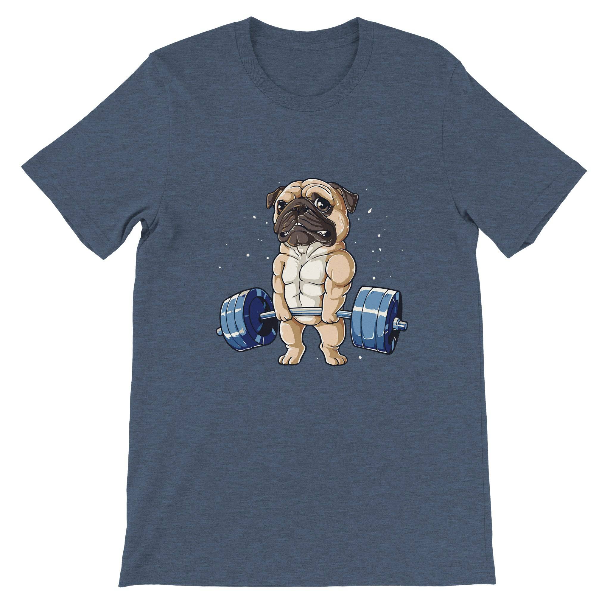 Budget Unisex Crewneck T-shirt/Pug-Weightlifting - Enet Images