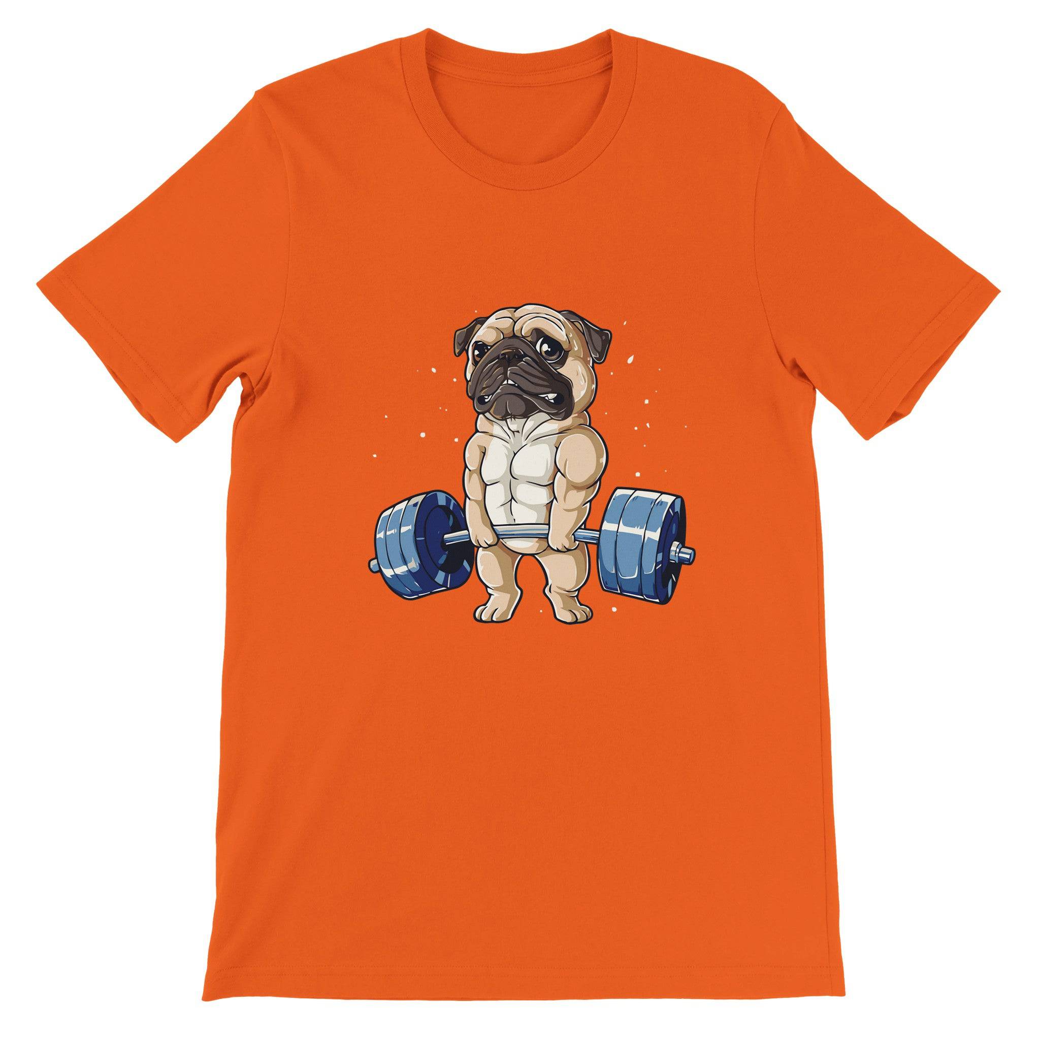 Budget Unisex Crewneck T-shirt/Pug-Weightlifting - Enet Images