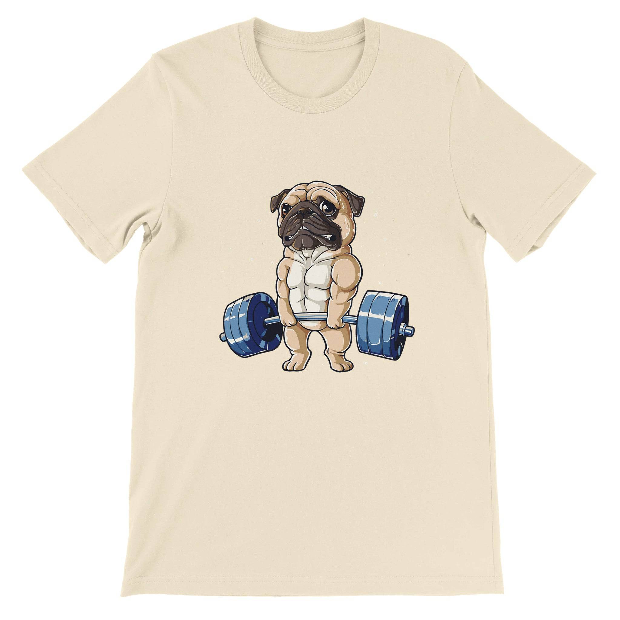 Budget Unisex Crewneck T-shirt/Pug-Weightlifting - Enet Images