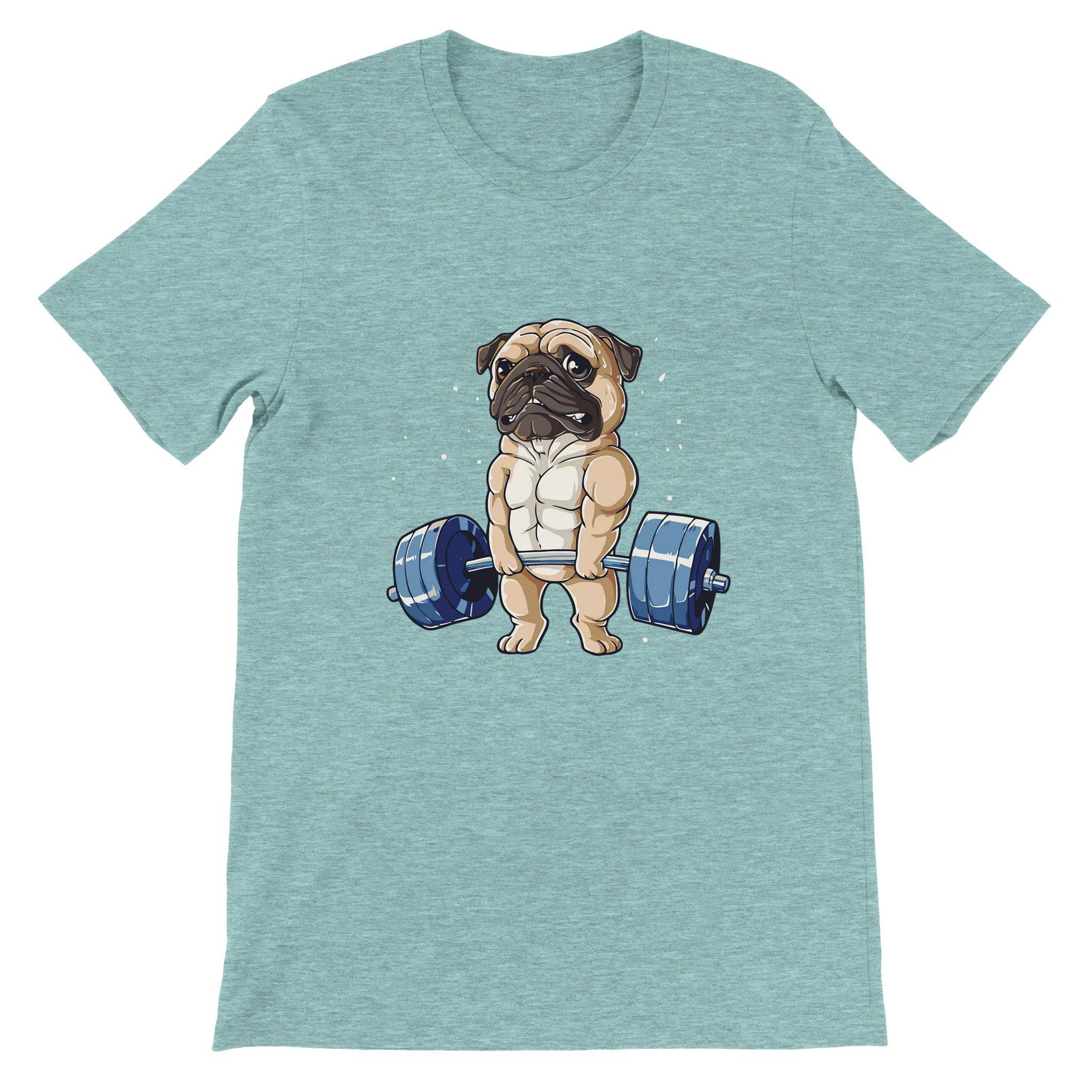 Budget Unisex Crewneck T-shirt/Pug-Weightlifting - Enet Images