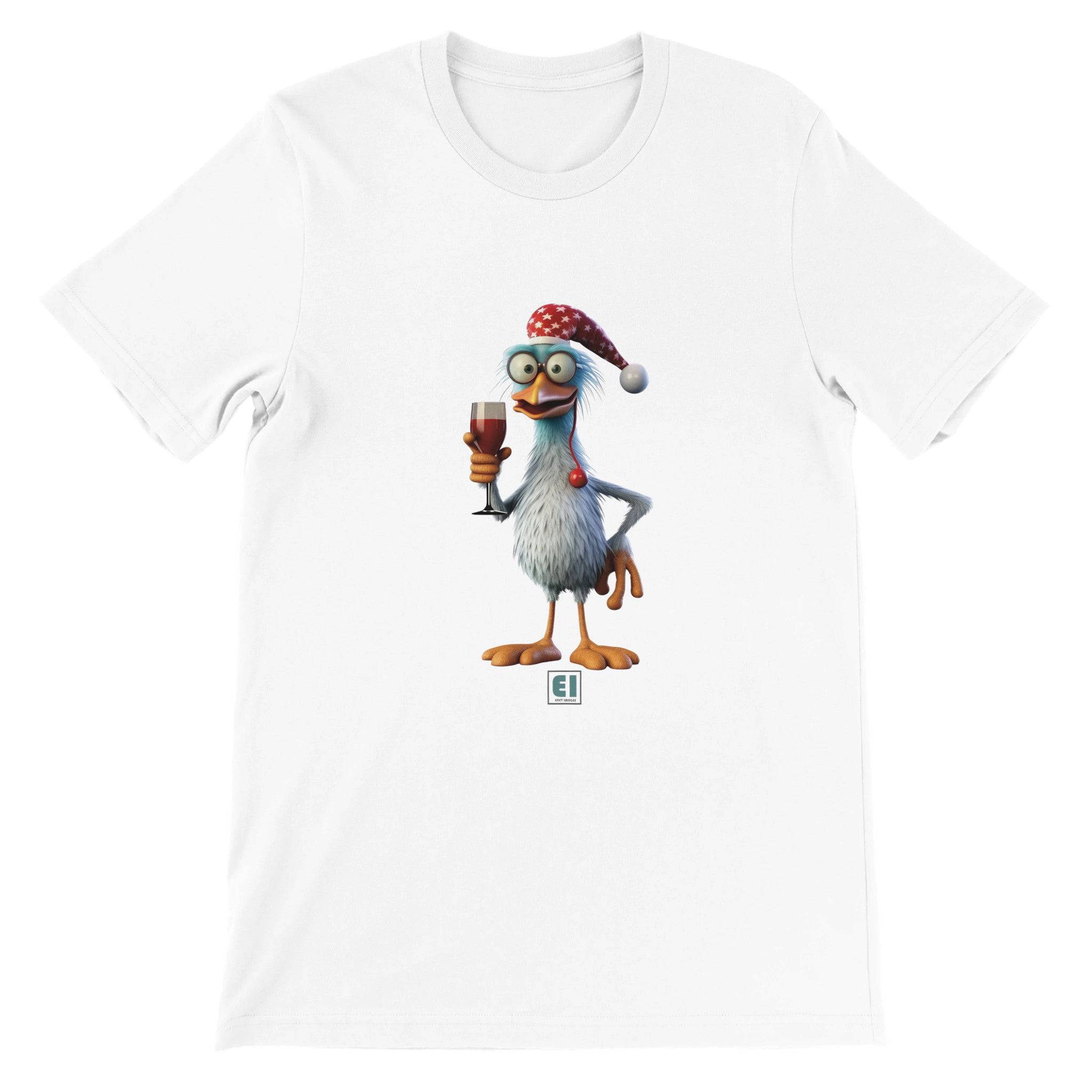 Budget Unisex Crewneck T-shirt/Rooster-Drinking-Wine - Enet Images