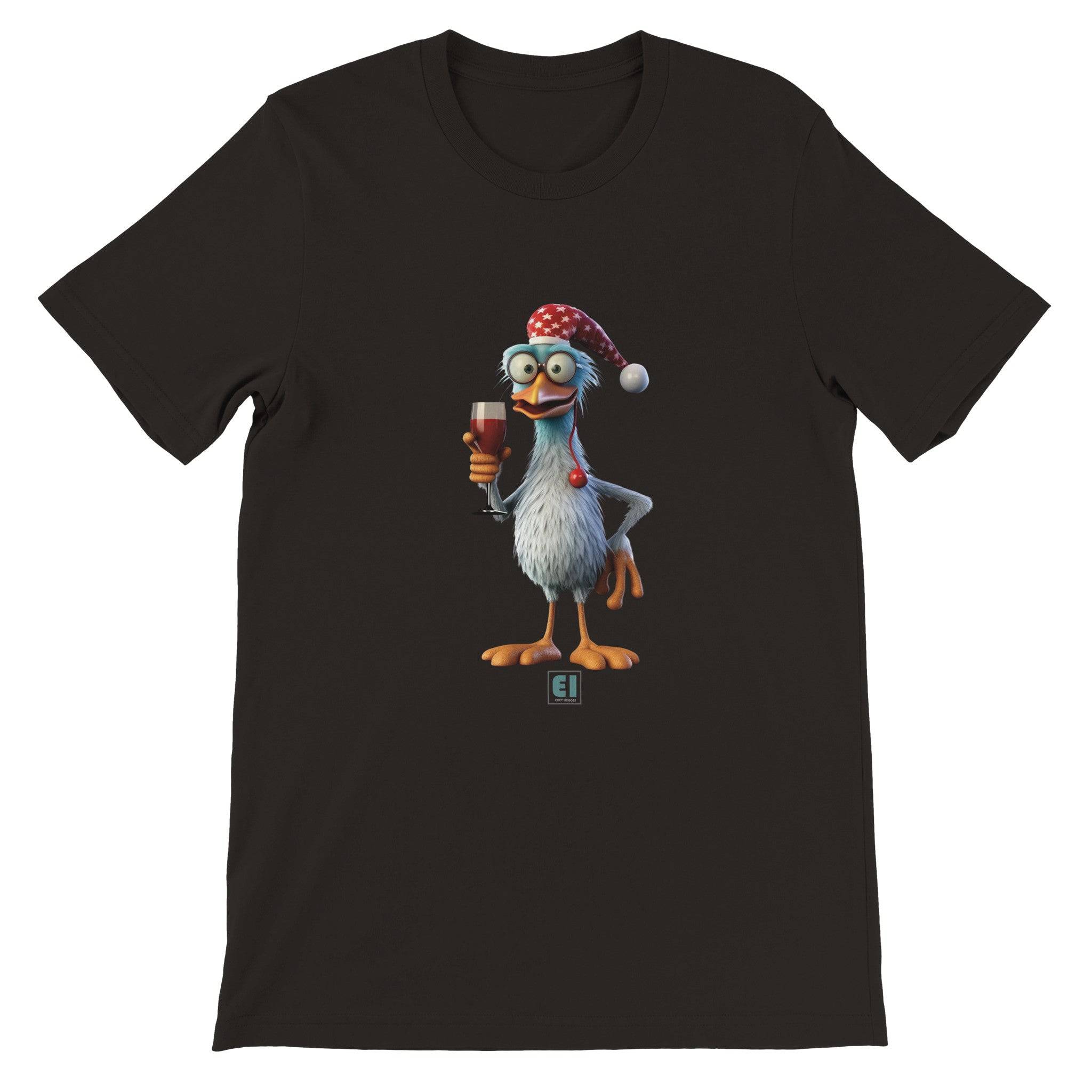 Budget Unisex Crewneck T-shirt/Rooster-Drinking-Wine - Enet Images