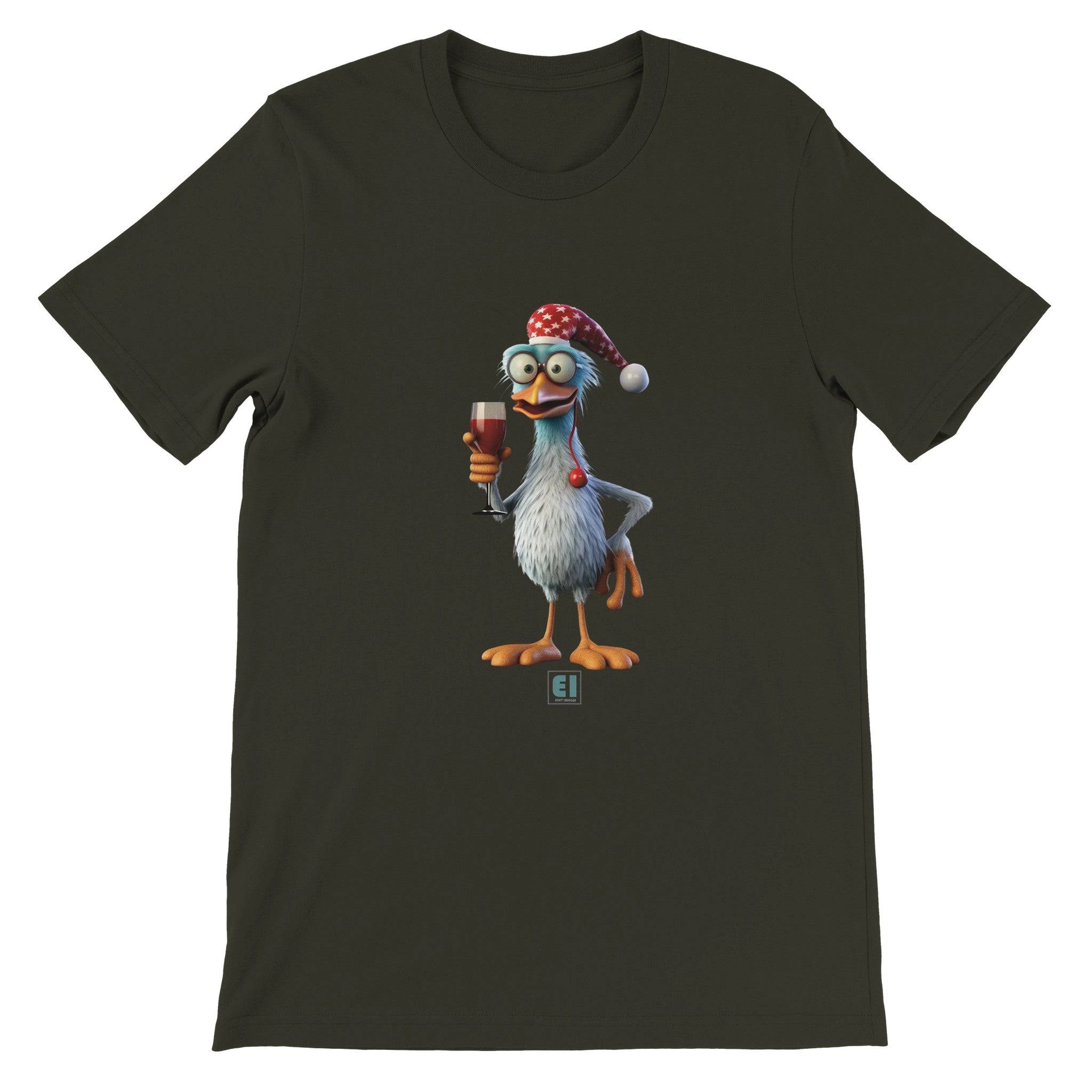 Budget Unisex Crewneck T-shirt/Rooster-Drinking-Wine - Enet Images