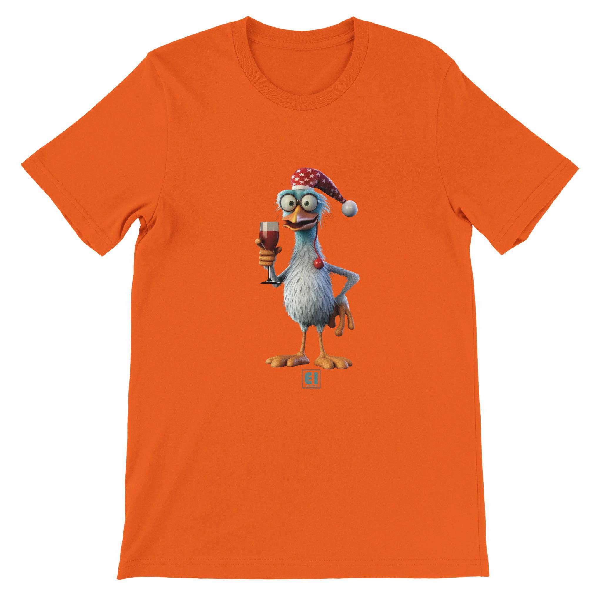 Budget Unisex Crewneck T-shirt/Rooster-Drinking-Wine - Enet Images