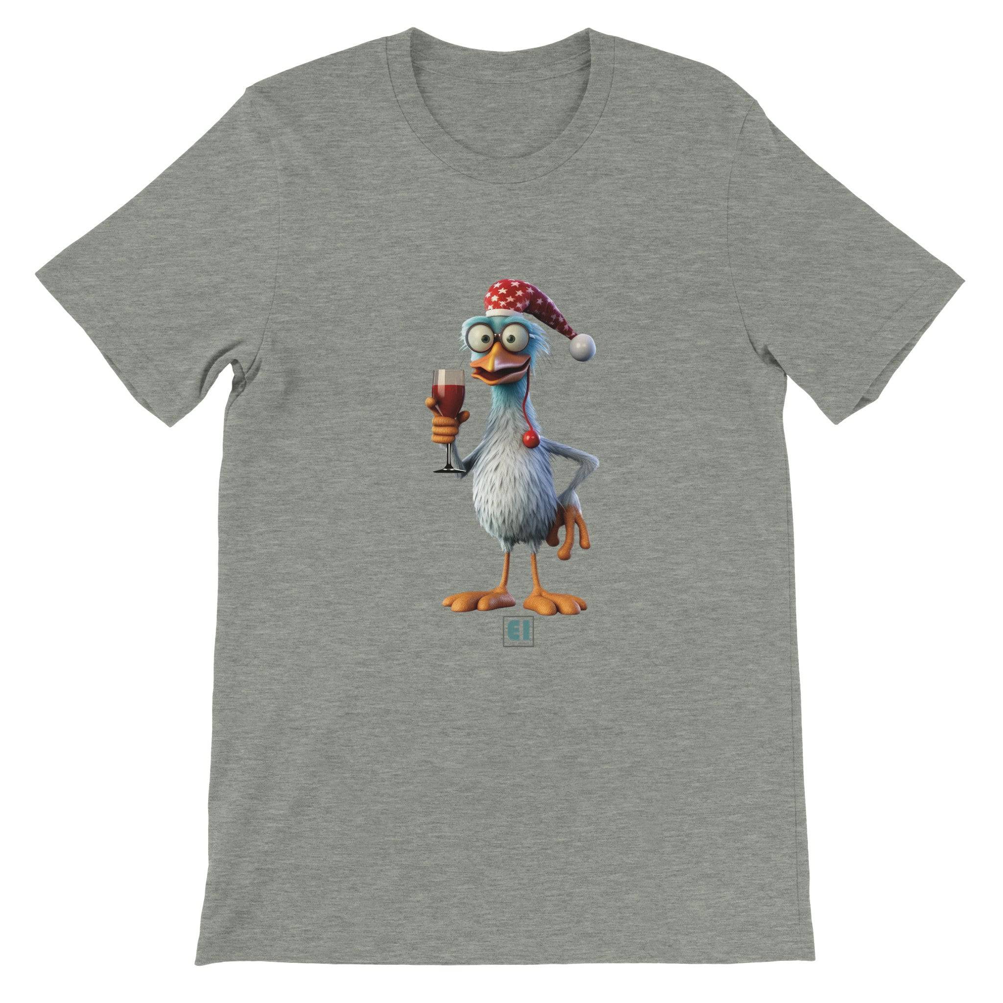 Budget Unisex Crewneck T-shirt/Rooster-Drinking-Wine - Enet Images