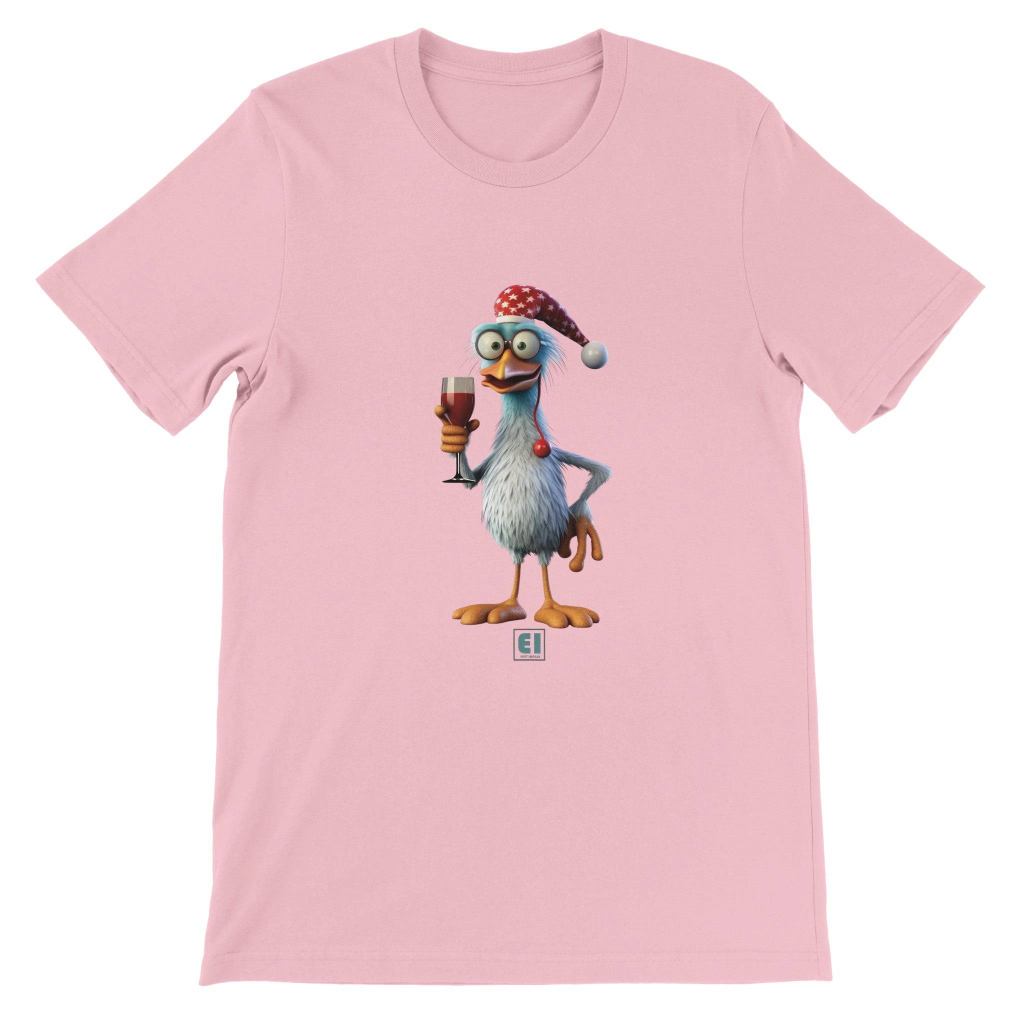 Budget Unisex Crewneck T-shirt/Rooster-Drinking-Wine - Enet Images