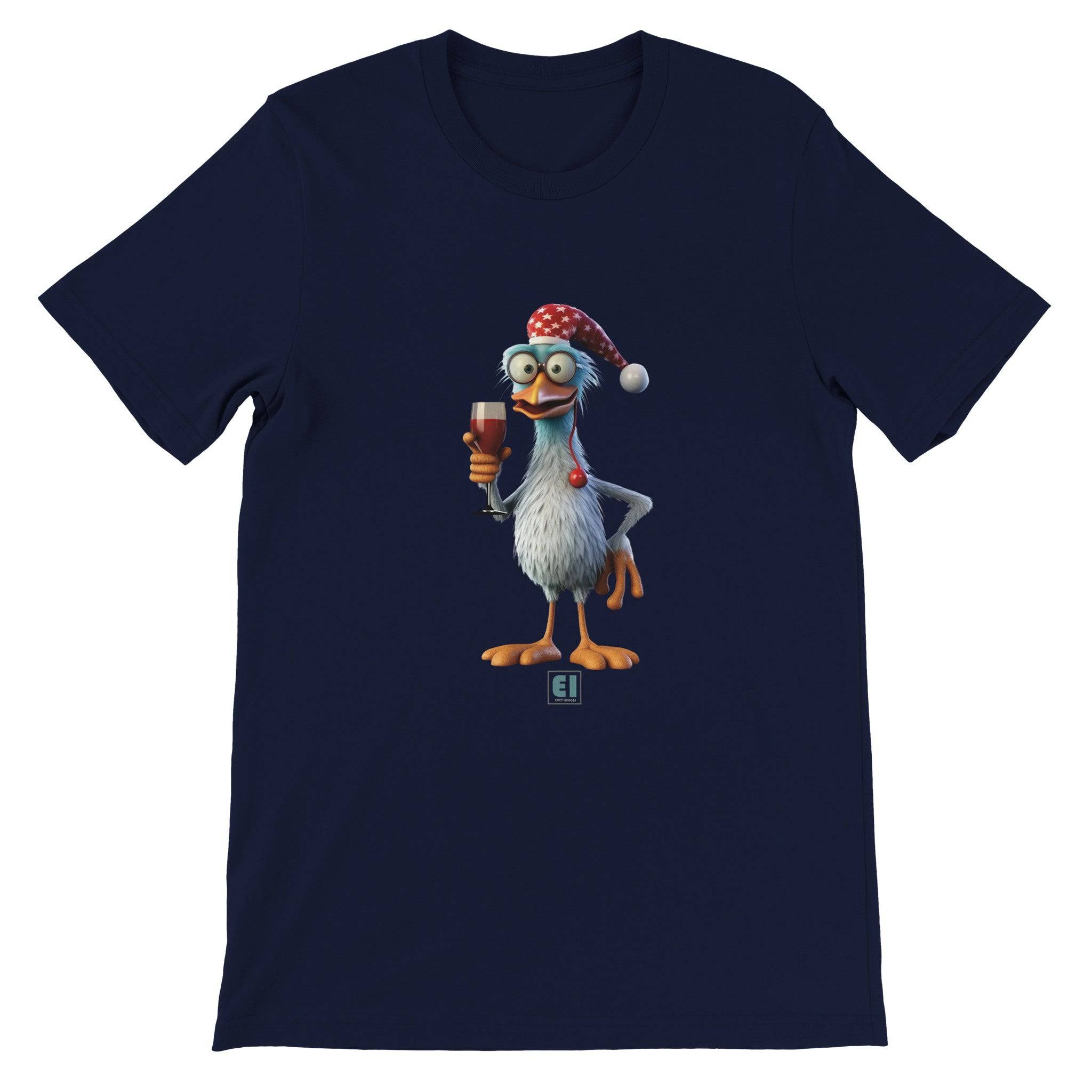Budget Unisex Crewneck T-shirt/Rooster-Drinking-Wine - Enet Images
