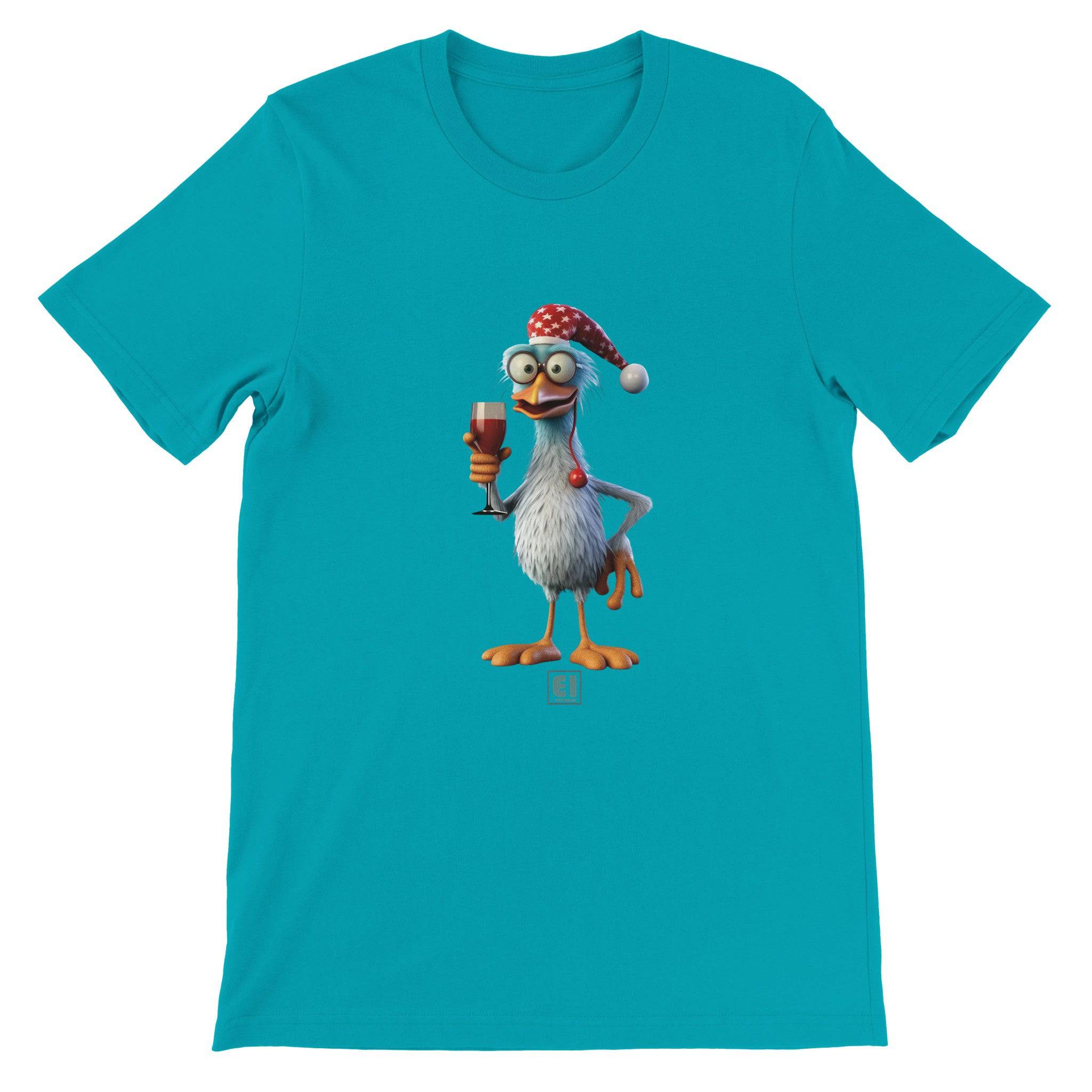 Budget Unisex Crewneck T-shirt/Rooster-Drinking-Wine - Enet Images