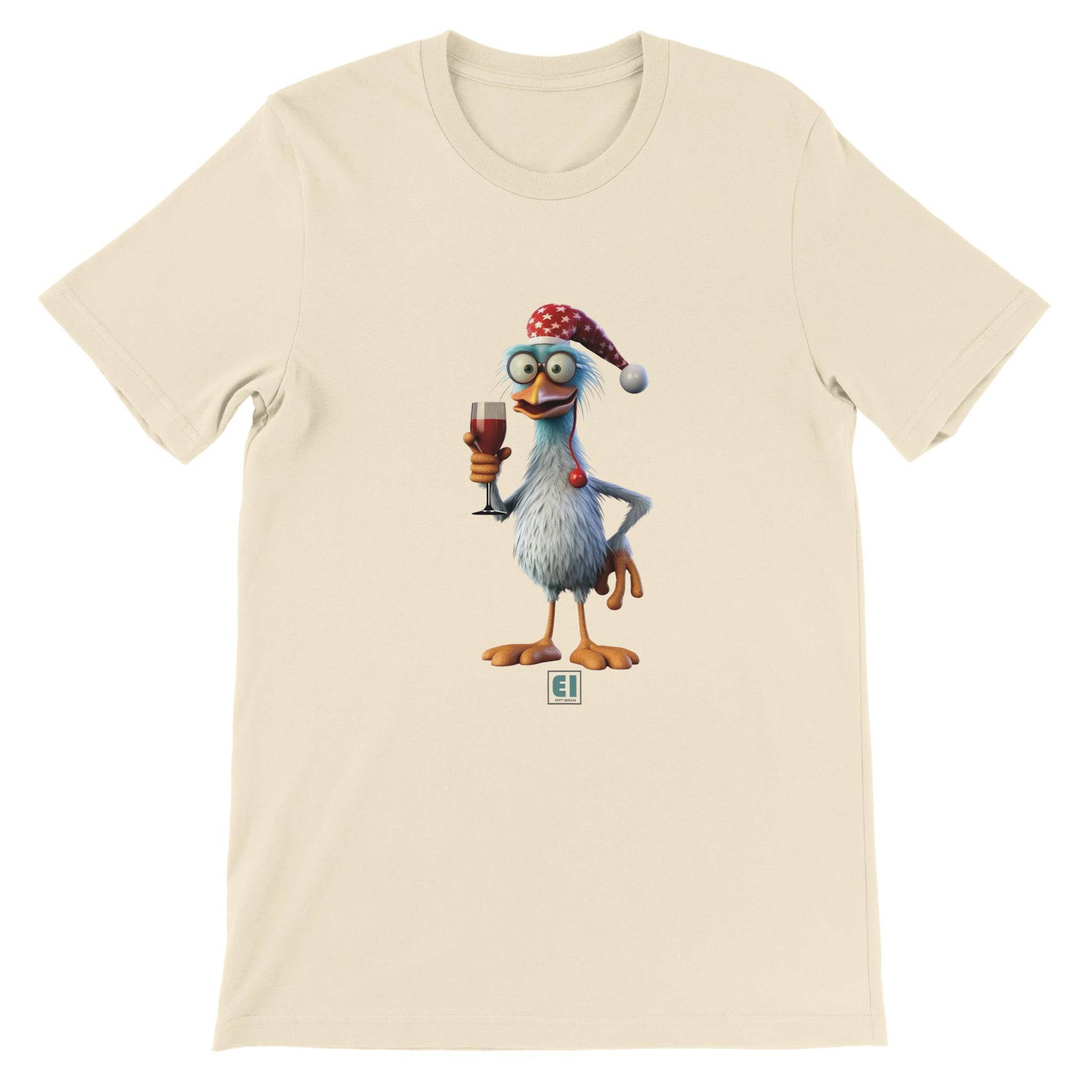 Budget Unisex Crewneck T-shirt/Rooster-Drinking-Wine - Enet Images