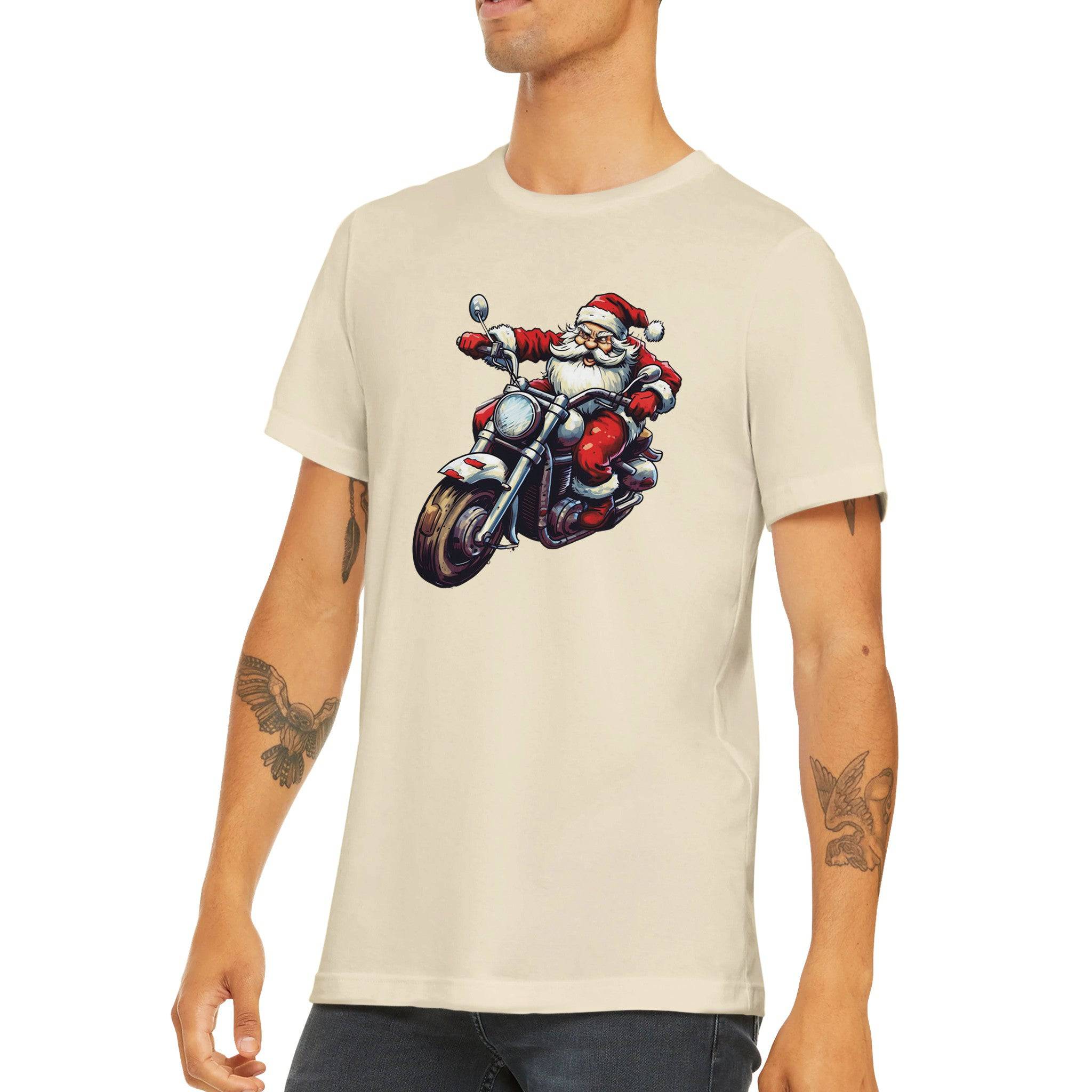 Budget Unisex Crewneck T-shirt/Santa-Bike - Enet Images