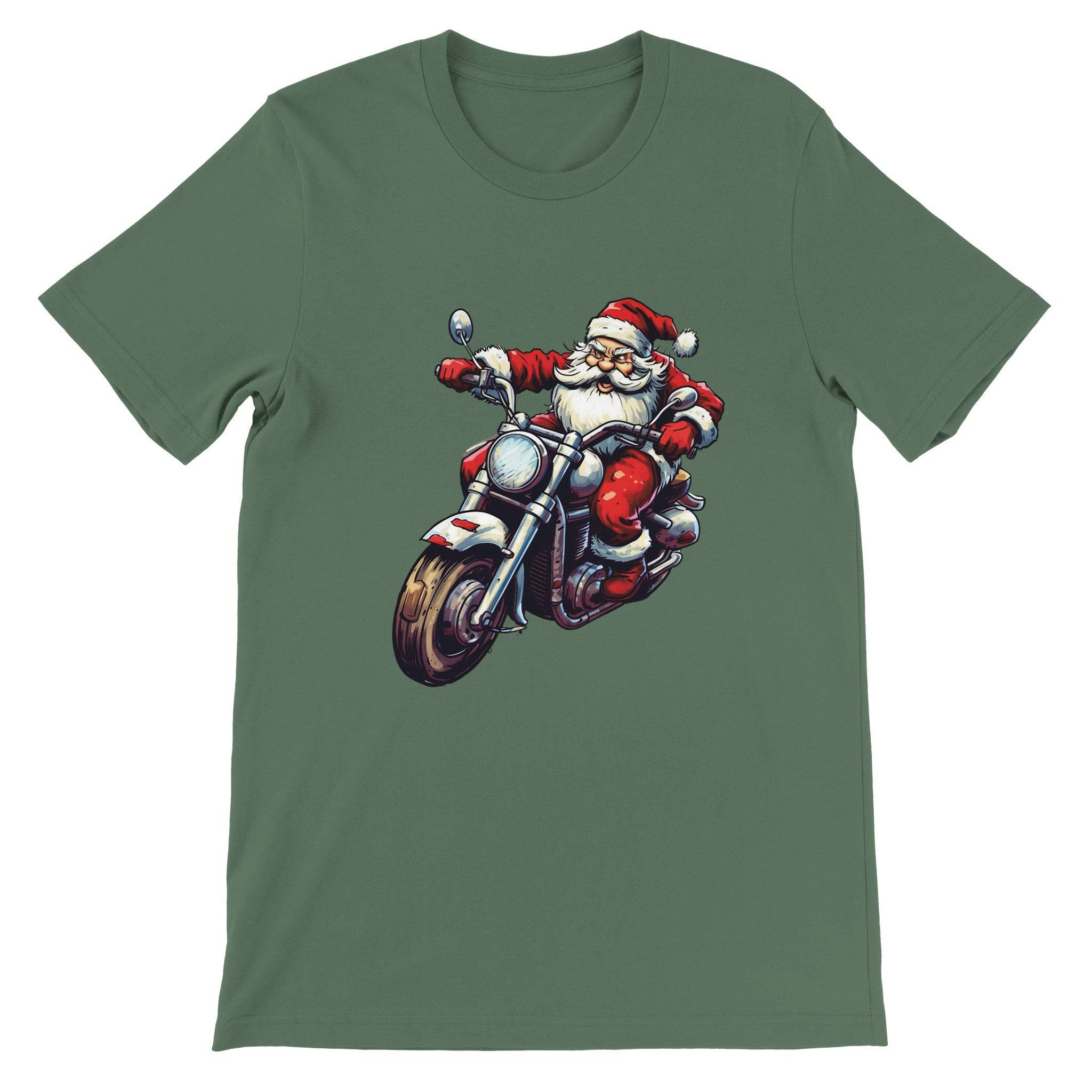 Budget Unisex Crewneck T-shirt/Santa-Bike - Enet Images