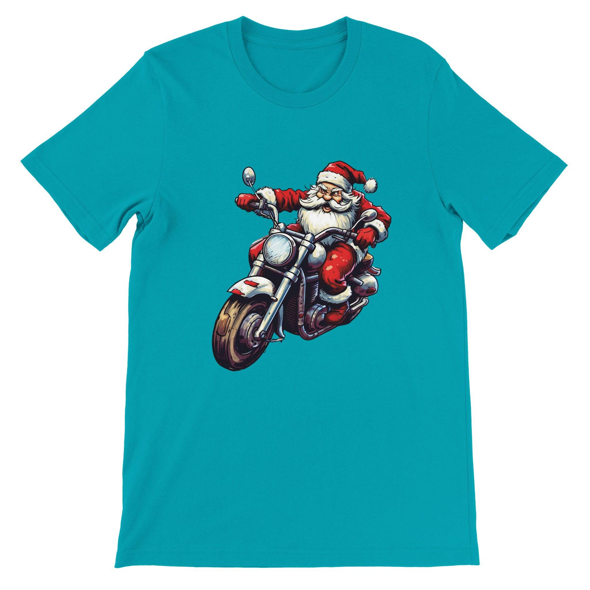 Budget Unisex Crewneck T-shirt/Santa-Bike - Enet Images