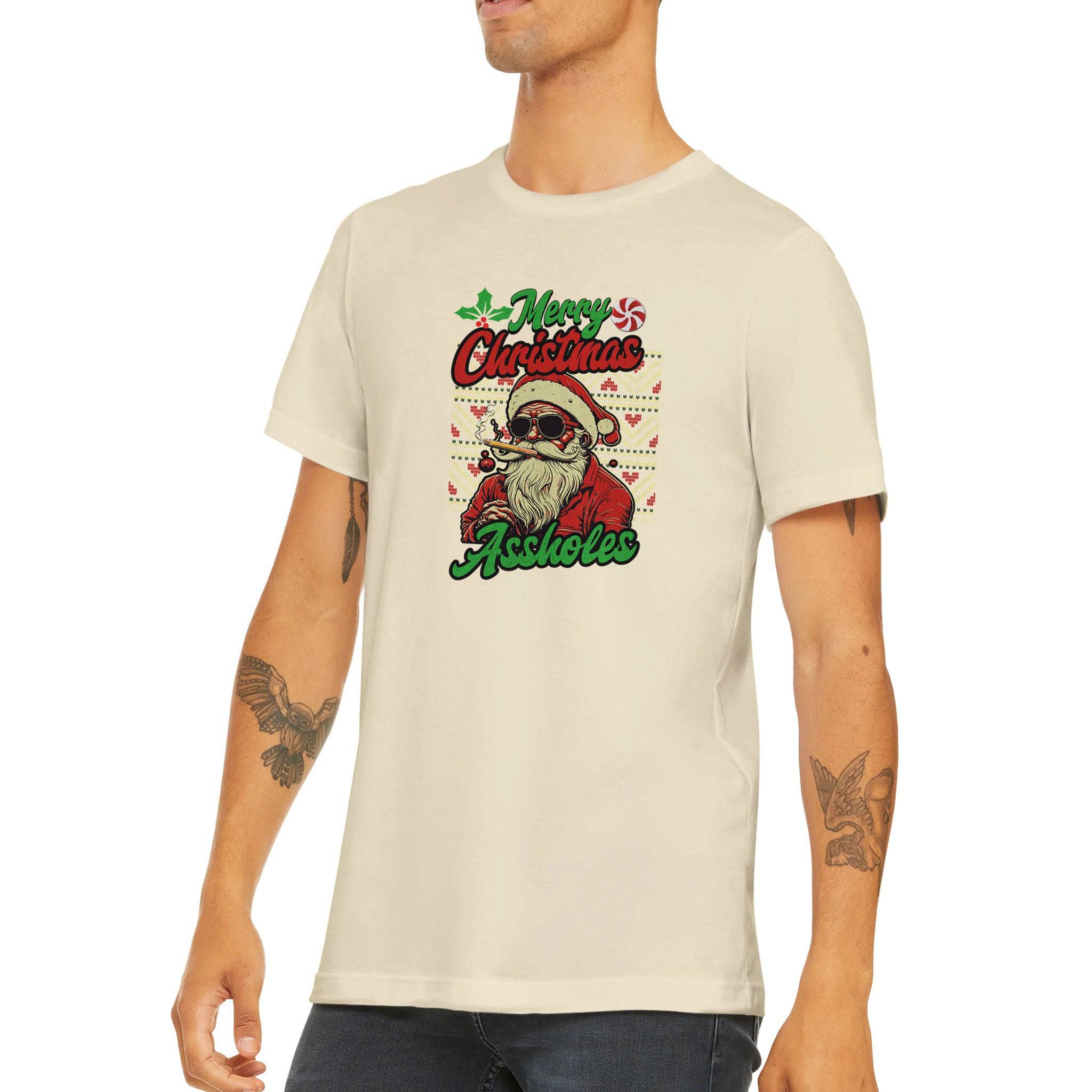 Budget Unisex Crewneck T-shirt/Santa-Merry-Christmas-@ssholes - Enet Images