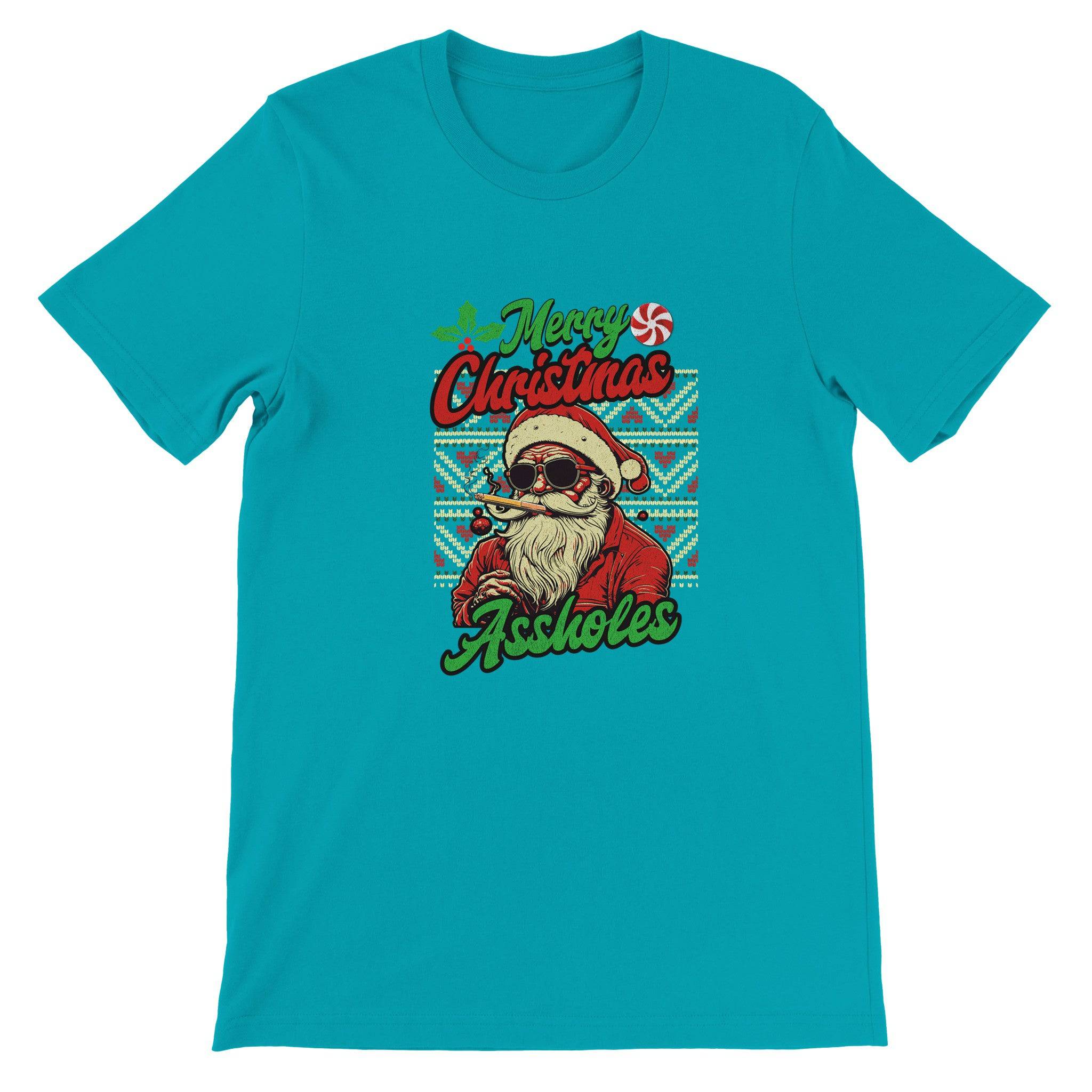 Budget Unisex Crewneck T-shirt/Santa-Merry-Christmas-@ssholes - Enet Images