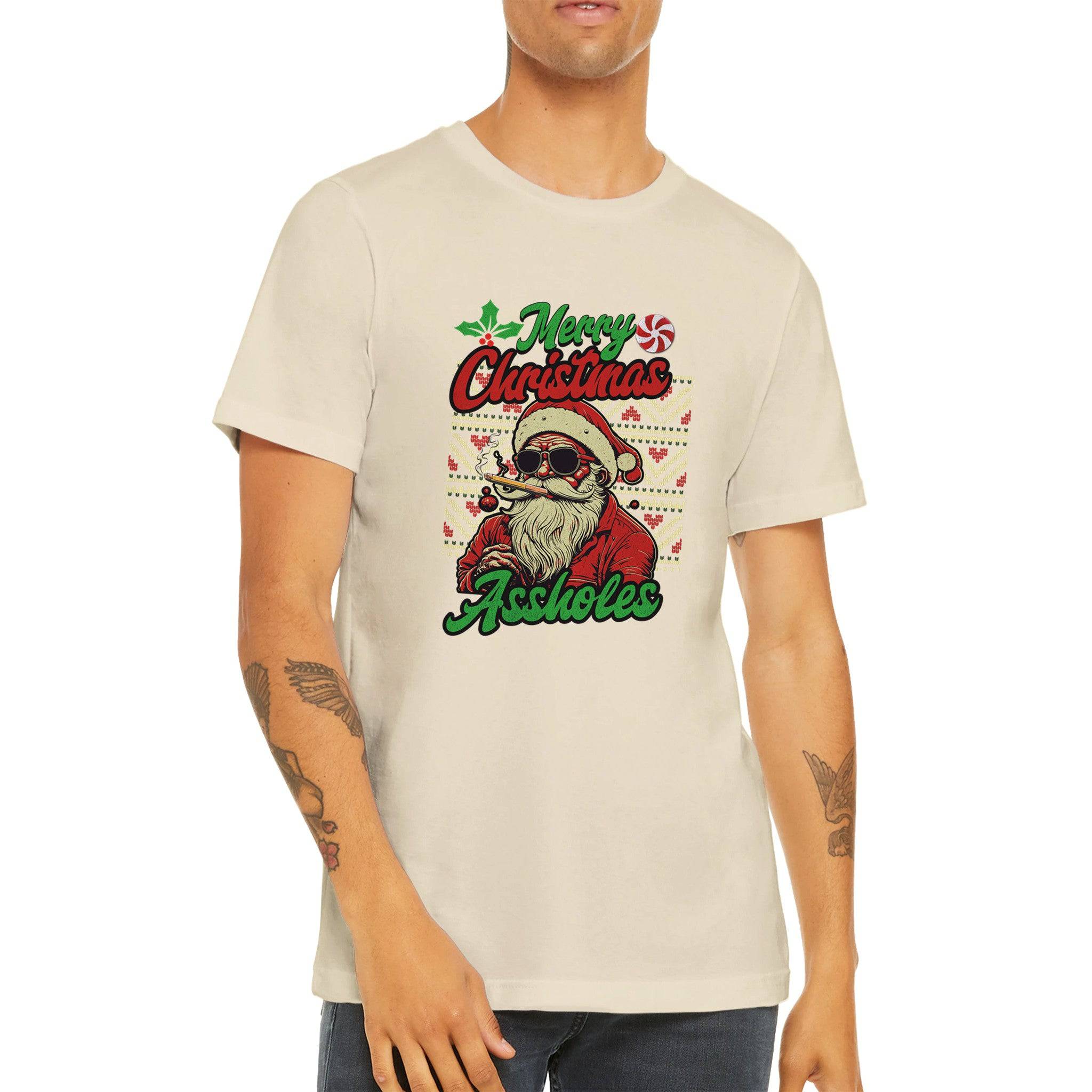 Budget Unisex Crewneck T-shirt/Santa-Merry-Christmas-@ssholes - Enet Images